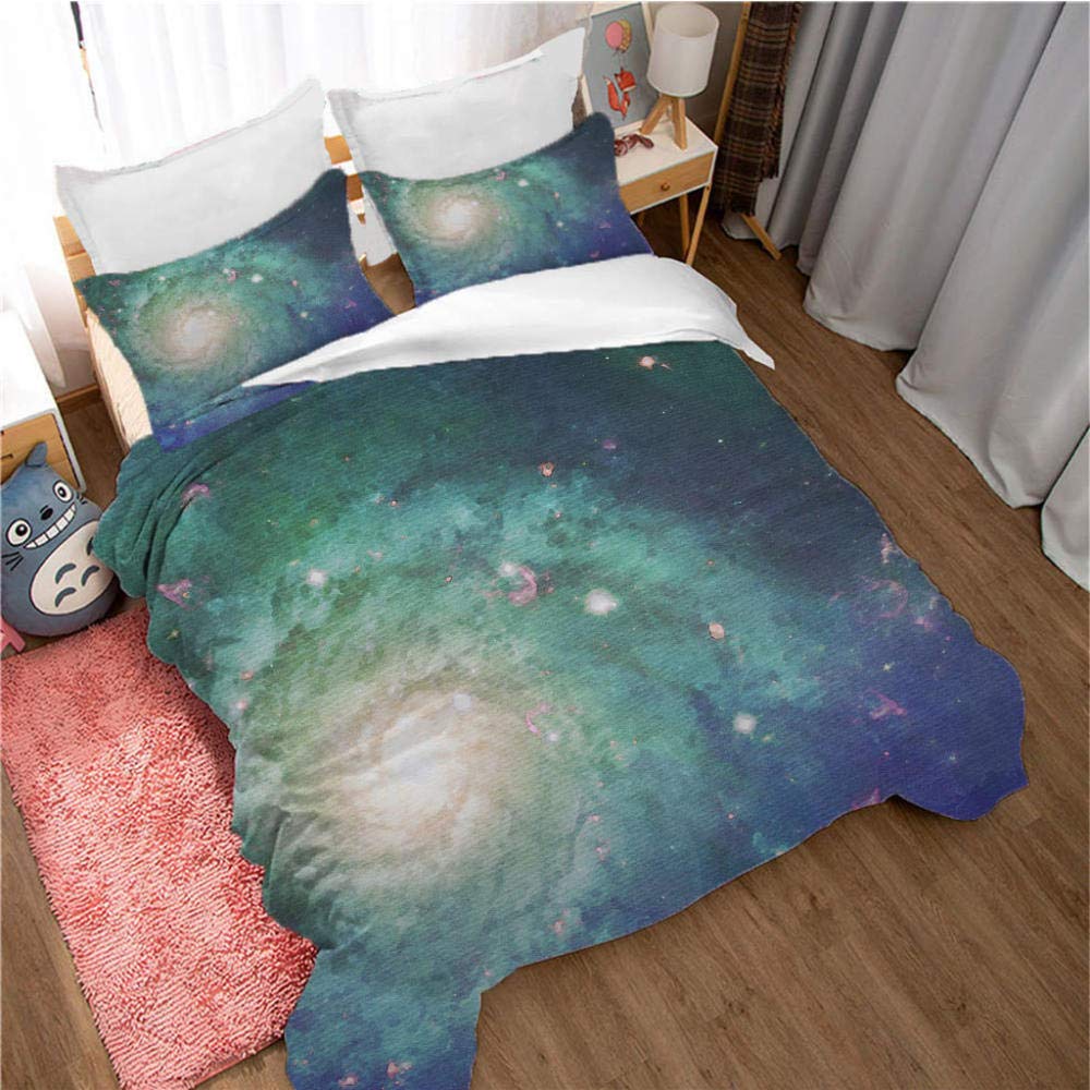Poszewka na kołdrę zestaw pościeli gwiaździste niebo-200 x 200 cm + 80 x 80 cm x 2 zapięcie na zamek błyskawiczny dla dzieci nastolatków miękka mikrofibra poszewka na kołdrę poszewki na poduszkę poszewka na poduszkę śmieszne zwierzę nadruk poszewka na koł