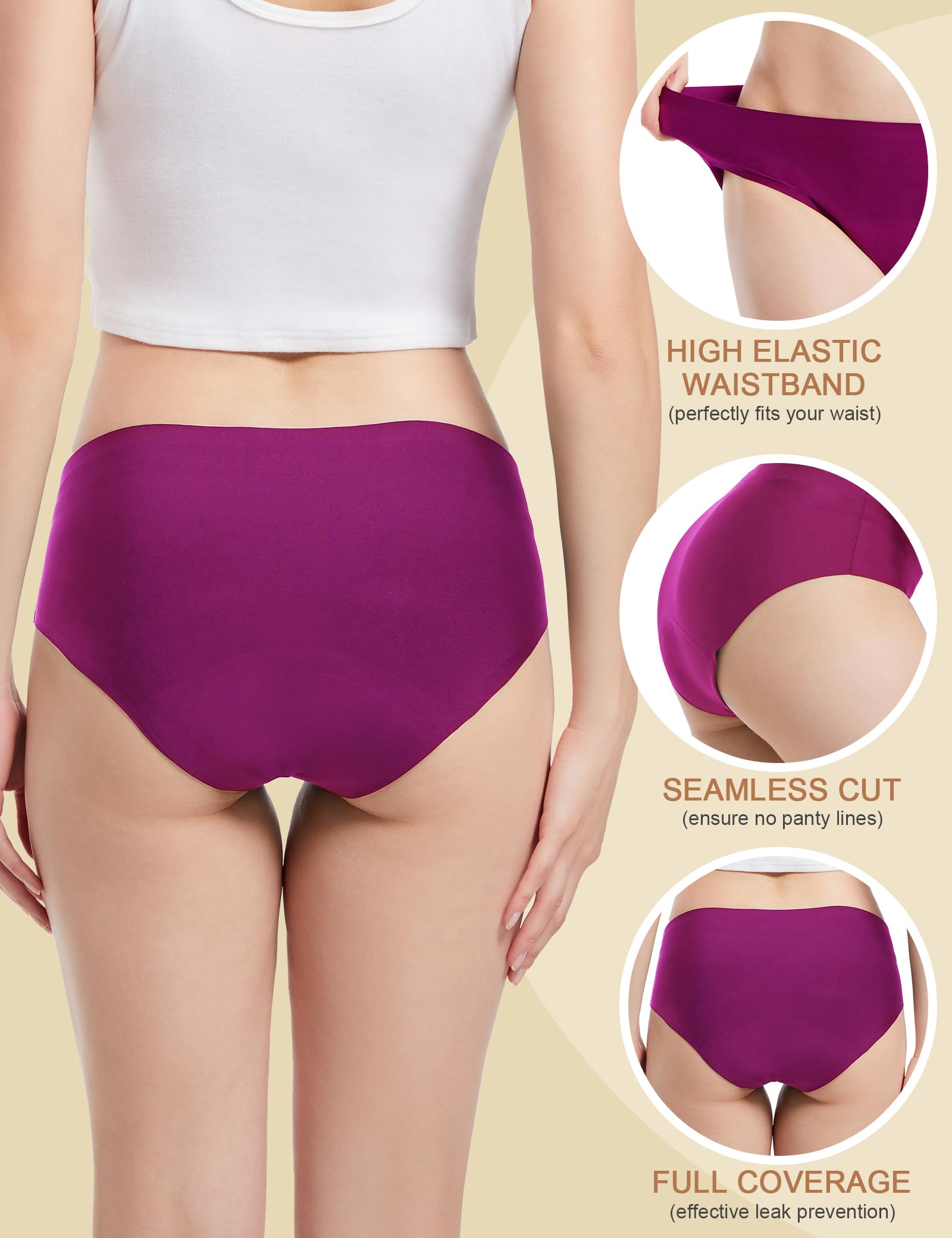 EcoPeriod - Ropa interior menstrual para mujer, flujo pesado, a prueba de fugas, sin costuras, bragas menstruales