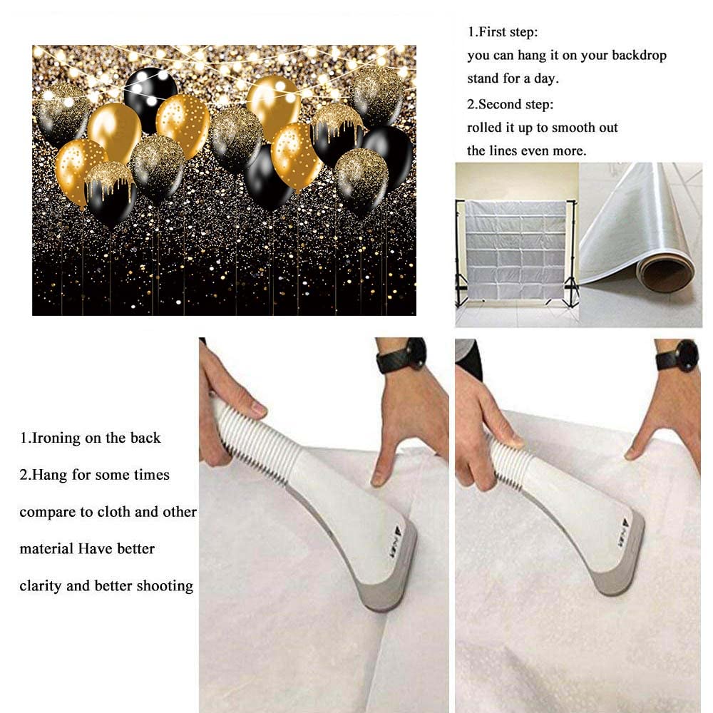 Sfondo Fotografico Con Glitter Nero E Oro – 1,8x1,5m In Vinile, Per Compleanni, Feste E Set Foto