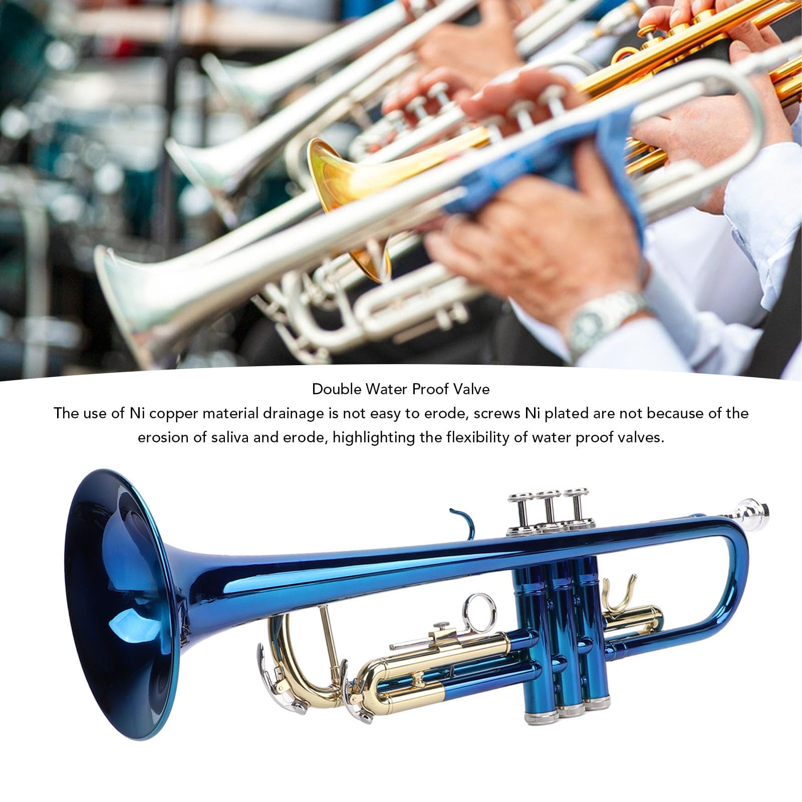 Tromba in Sib, Tromba Dalle Prestazioni Professionali con Bocchino Originale, Doppie Valvole Impermeabili, Comodi Pulsanti per le Dita, per Studenti e Musicisti Adulti