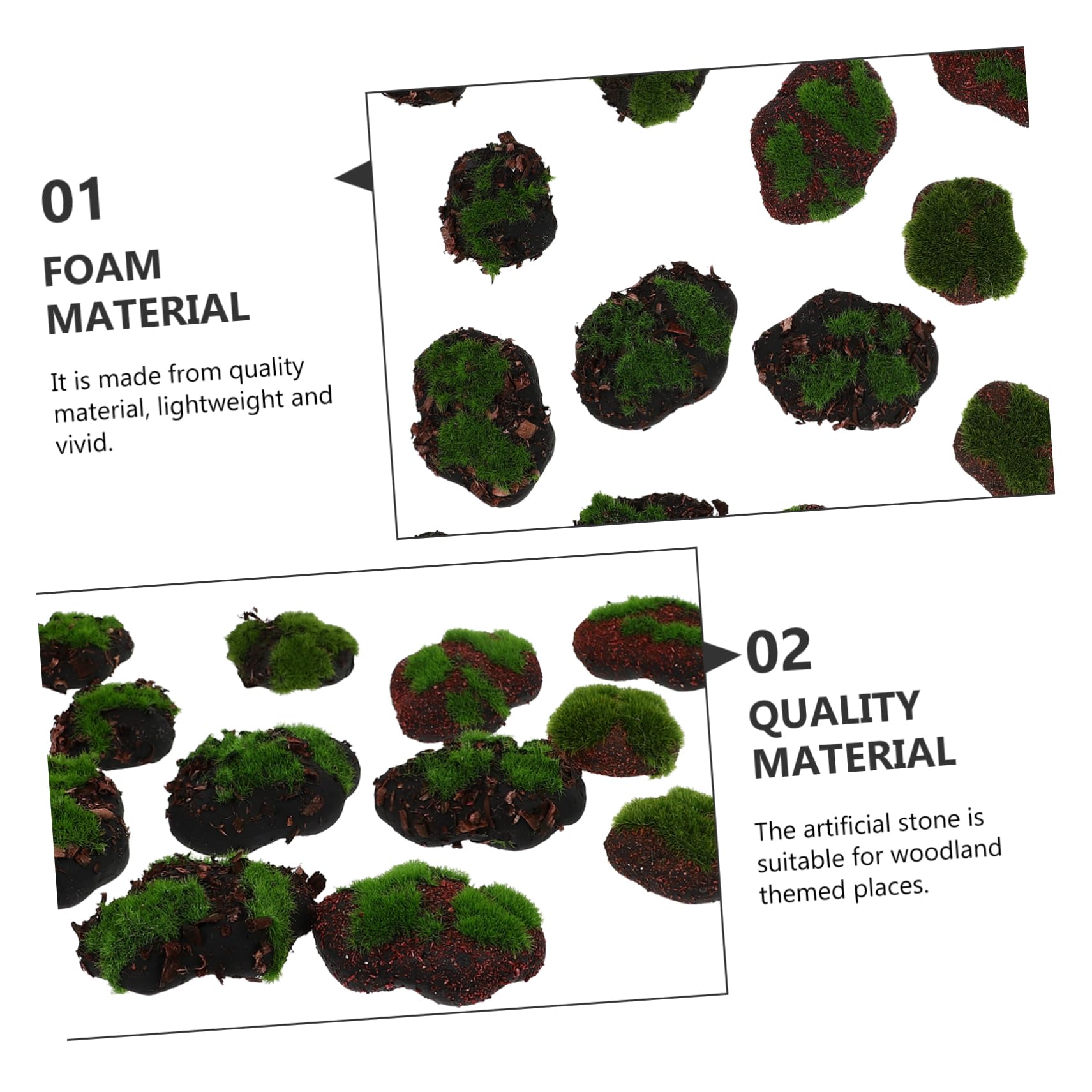 HOMSFOU 16pcs Simulated Moss Stones Faux Moss Decorative Ornaments Plant Wall Materials DIY Garden Decor