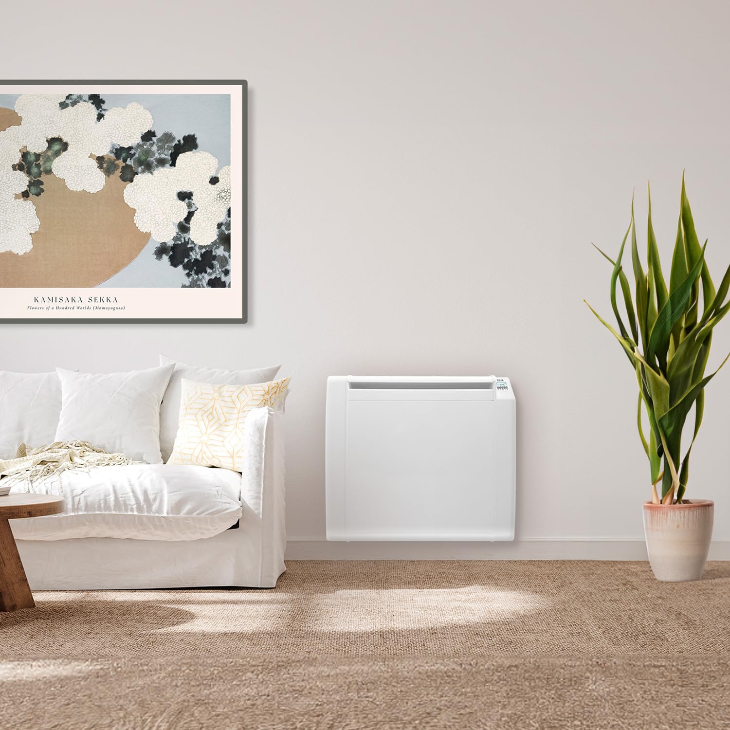 HJM AMC1500 Emisor térmico cerámico Bajo Consumo | Programable | Pantalla LCD | 1500 W | Blanco, 230 V