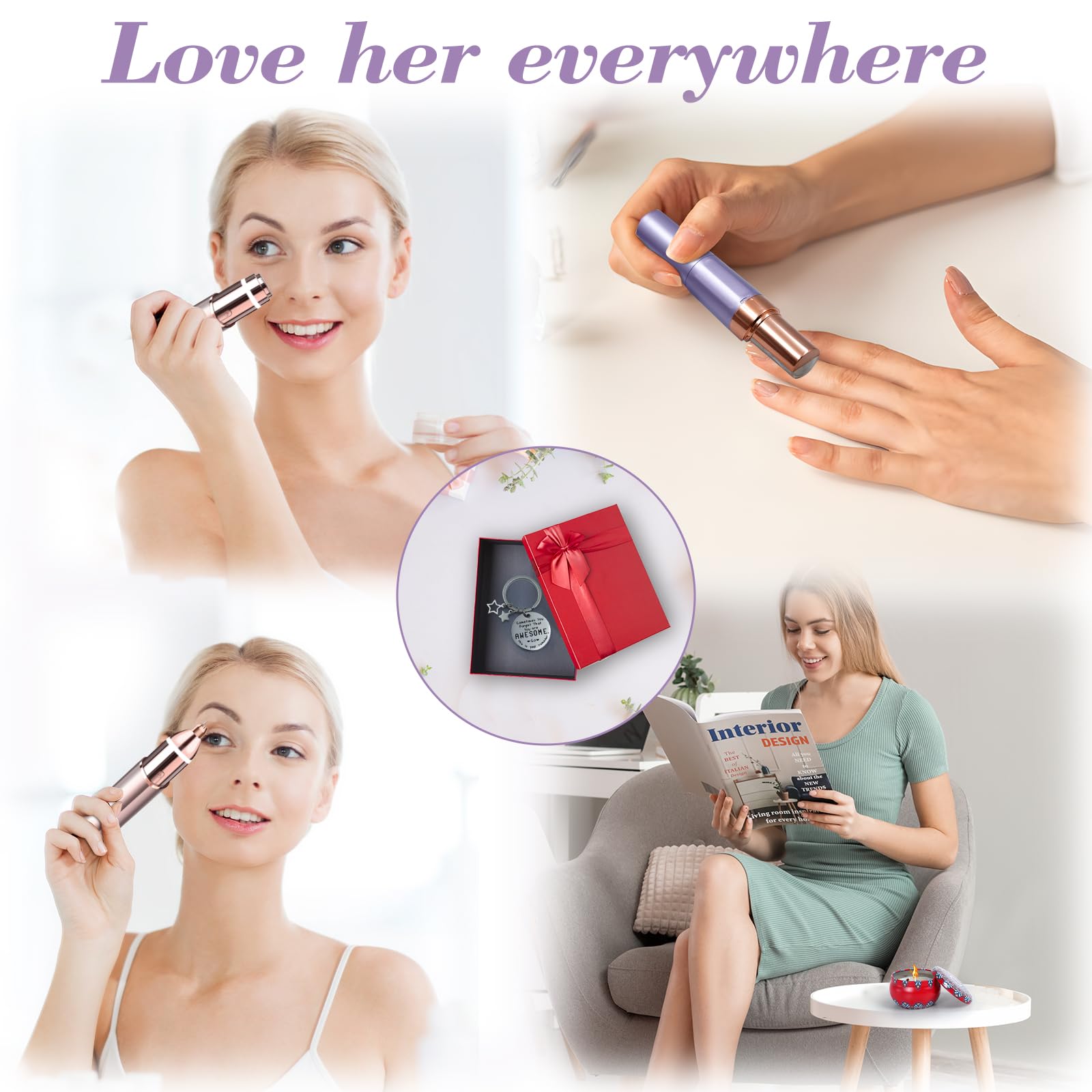 Epilatore elettrico di bellezza+rimozione dei peli del viso per le donne, set regalo dispositivo di depilazione, sistema di epilazione portatile, rasoio indolore per viso, mento, labbra corpo