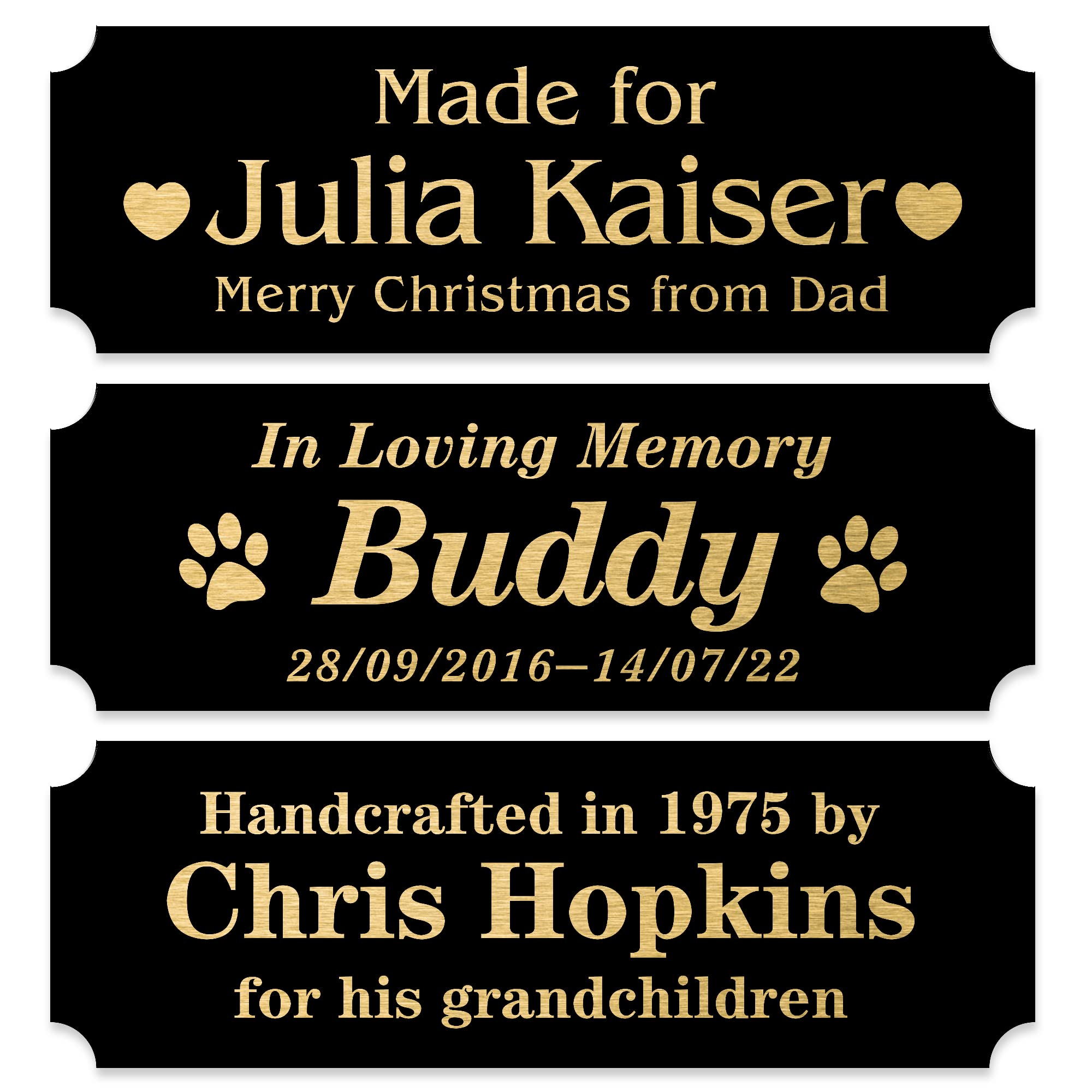 Memorial Plaques, Personalised Plaque with Adhesive Backing or Screws, Black Engraved Plaques, Name Plates for Urn, Door or Wall, 6" W x 2" H
