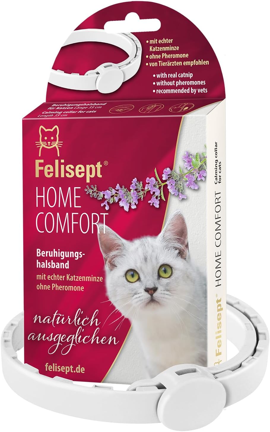 Felisept Home Comfort Cat Calming Collar - With Natural Catnip - Reduce Undesirable Behaviour, Stress And Restlessness In Home And On The Move