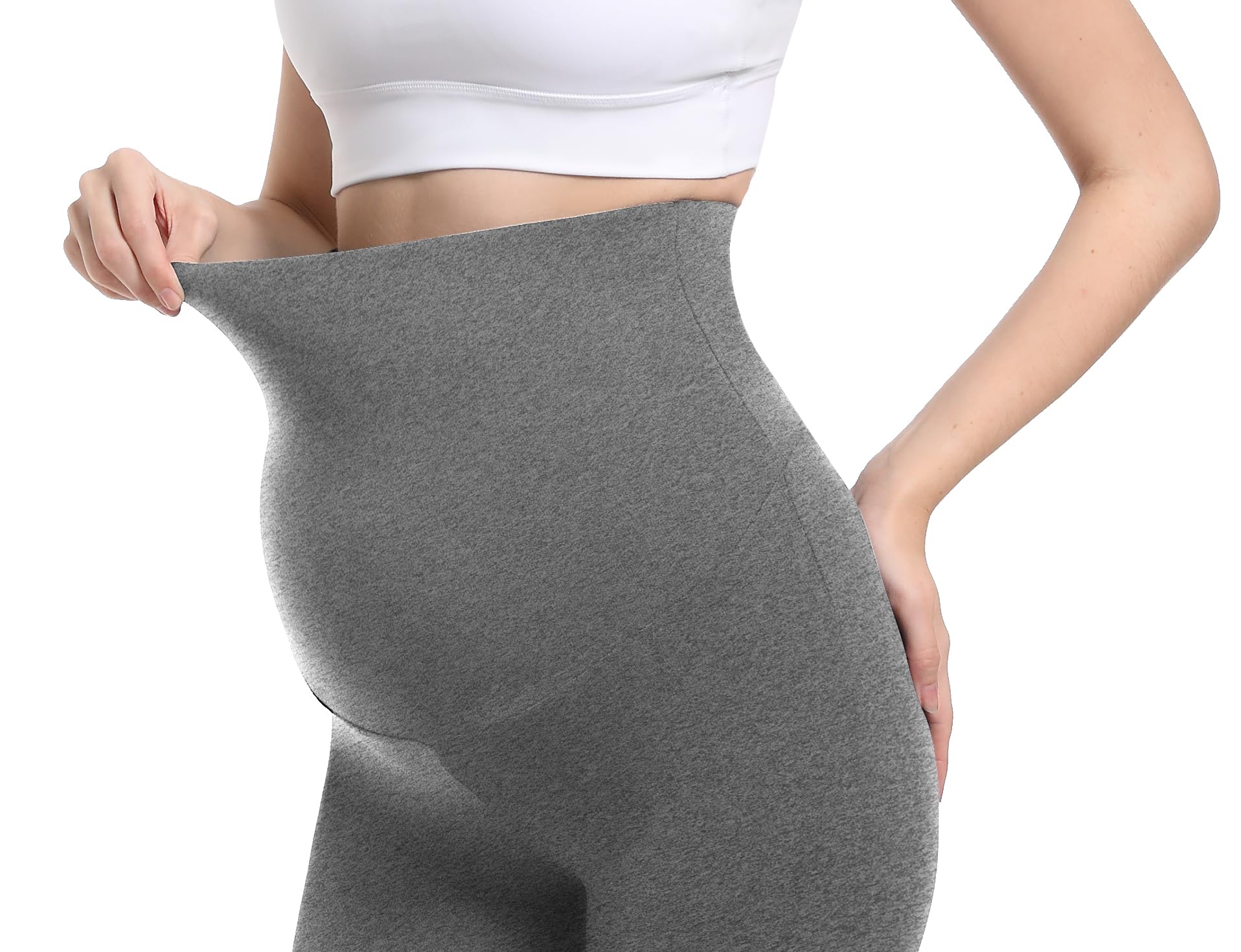 Leggings da donna per gravidanza, per maternità, yoga, opachi, elasticizzati sulla pancia, pantaloni premaman