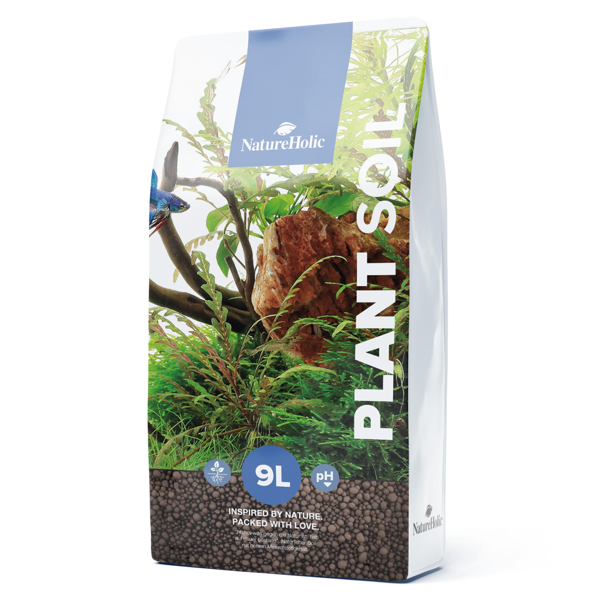 NatureHolic Plant Soil | Spezial Bodengrund für Aquascapes & Hardscapes | Natürliche Aktiv Soil | Perfekt für Aquarien Deko & Bodensubstrat | 9 Liter
