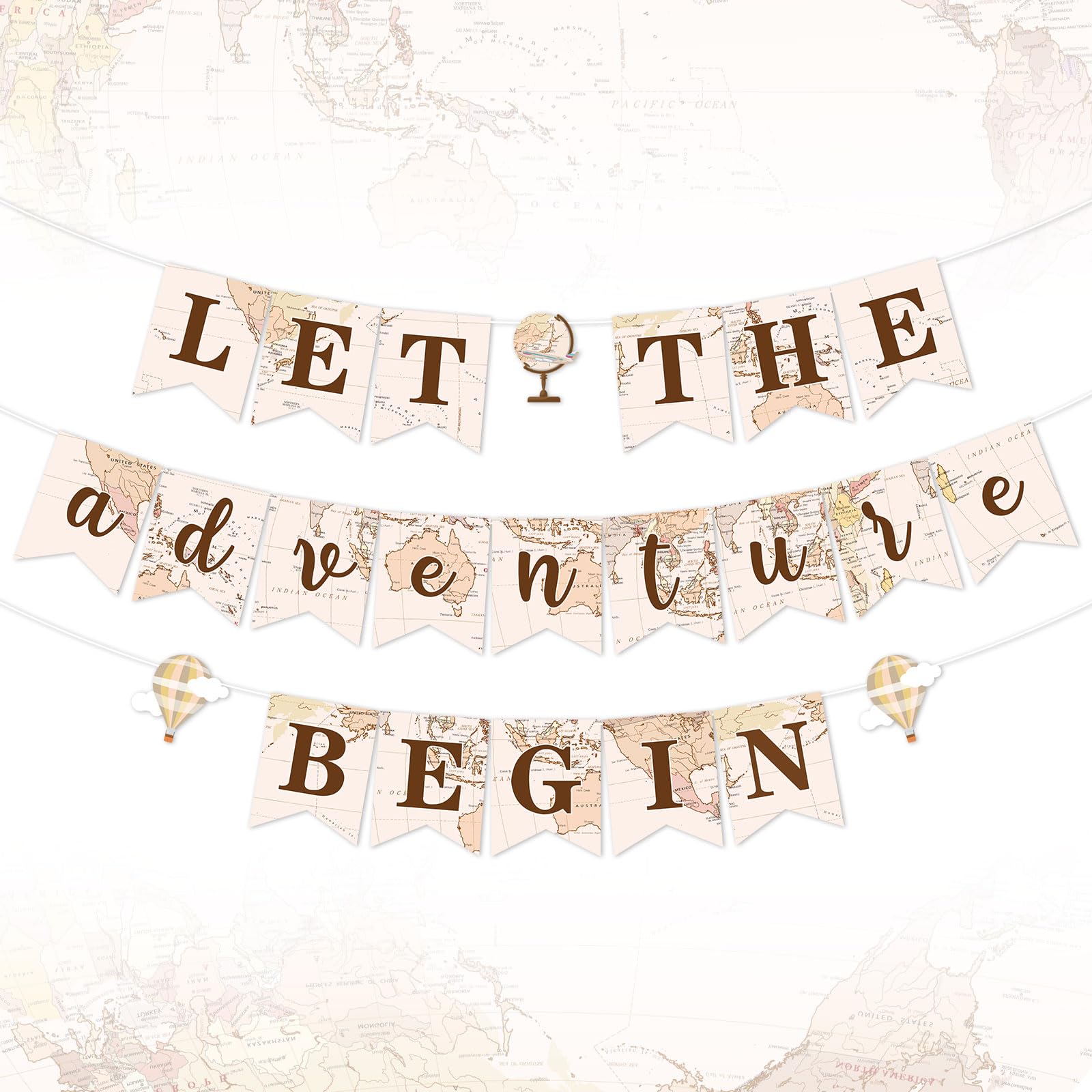 Kreatwow Let The Adventure Begin Banner Travel Themed Party Decorations Adventure Awaits World Map Banner Around The World Party Decorations Bon
