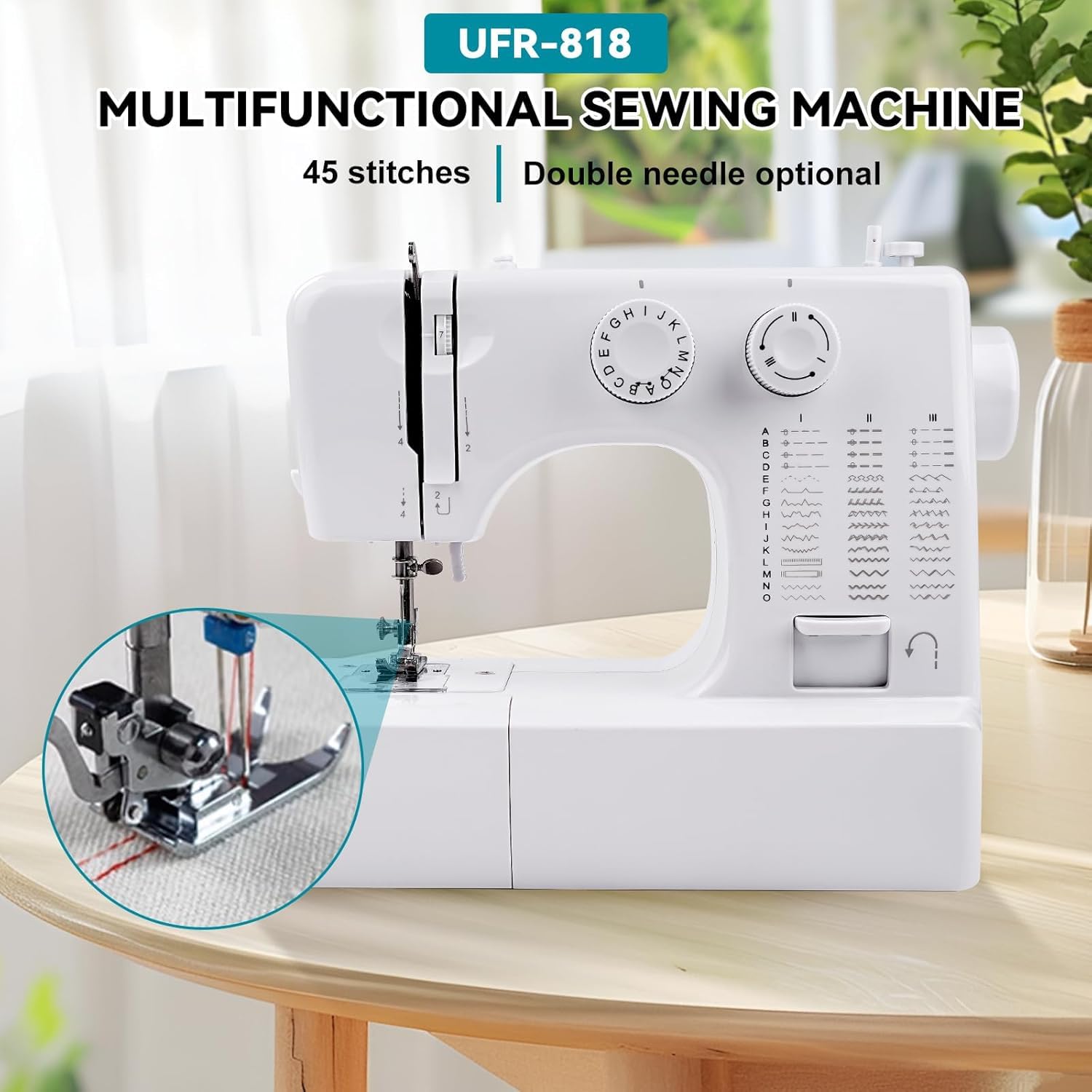 Mini Máquina De Coser para Principiantes, Eléctrica, con 45 Puntadas Y Kit De Costura De 42 Piezas. Máquina De Coser Doméstica Compacta para Adultos, Fácil De Usar Y Portátil.