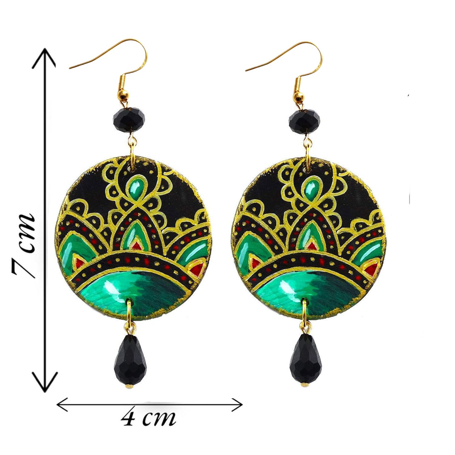 Orecchini dipinti a mano – DECORAZIONE CERAMICA DI VIETRI - Orecchini pendenti da donna, Gioielli in legno dipinto, Gancio in argento, Made in Italy, Bijoux da donna decorati, Lavorazione Artigianale