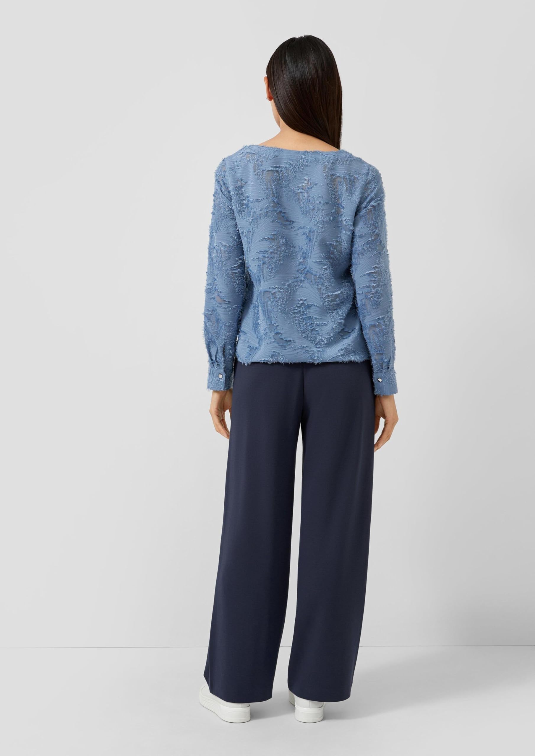 s.Oliver Damen Hose lang, Wide Leg Elastische Stoffhose mit High Rise und Weitem Bein