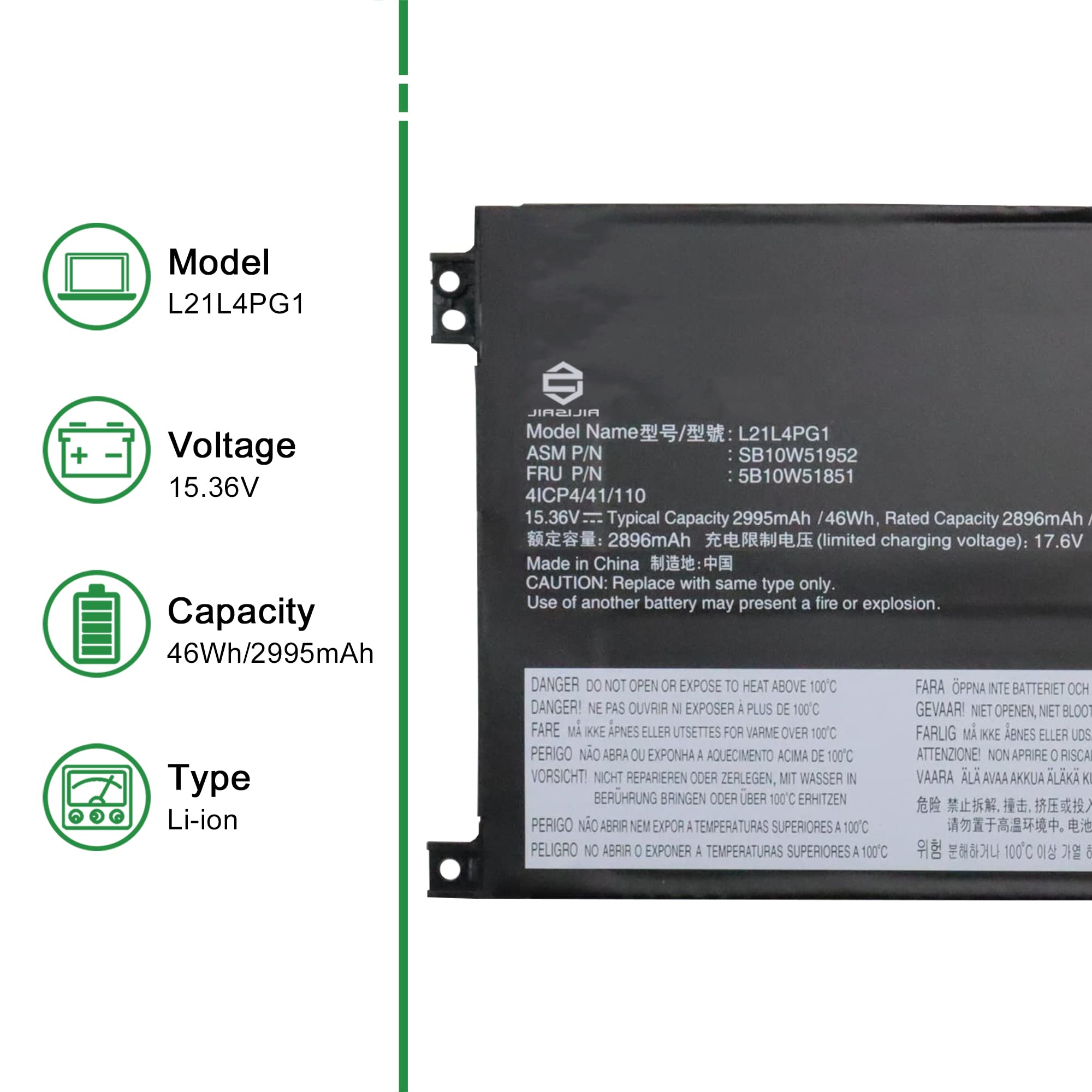 Amazon.com: JIAZIJIA L21L4PG1 Laptop Battery Replacement for