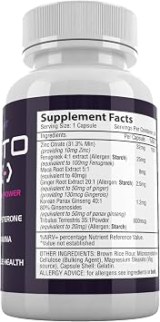 TESTO Link Food Supplement for Men – Zinc with Fenugreek, Maca Root, Ginger, Korean Panax Ginseng & Tribulus – 1 Month Supply