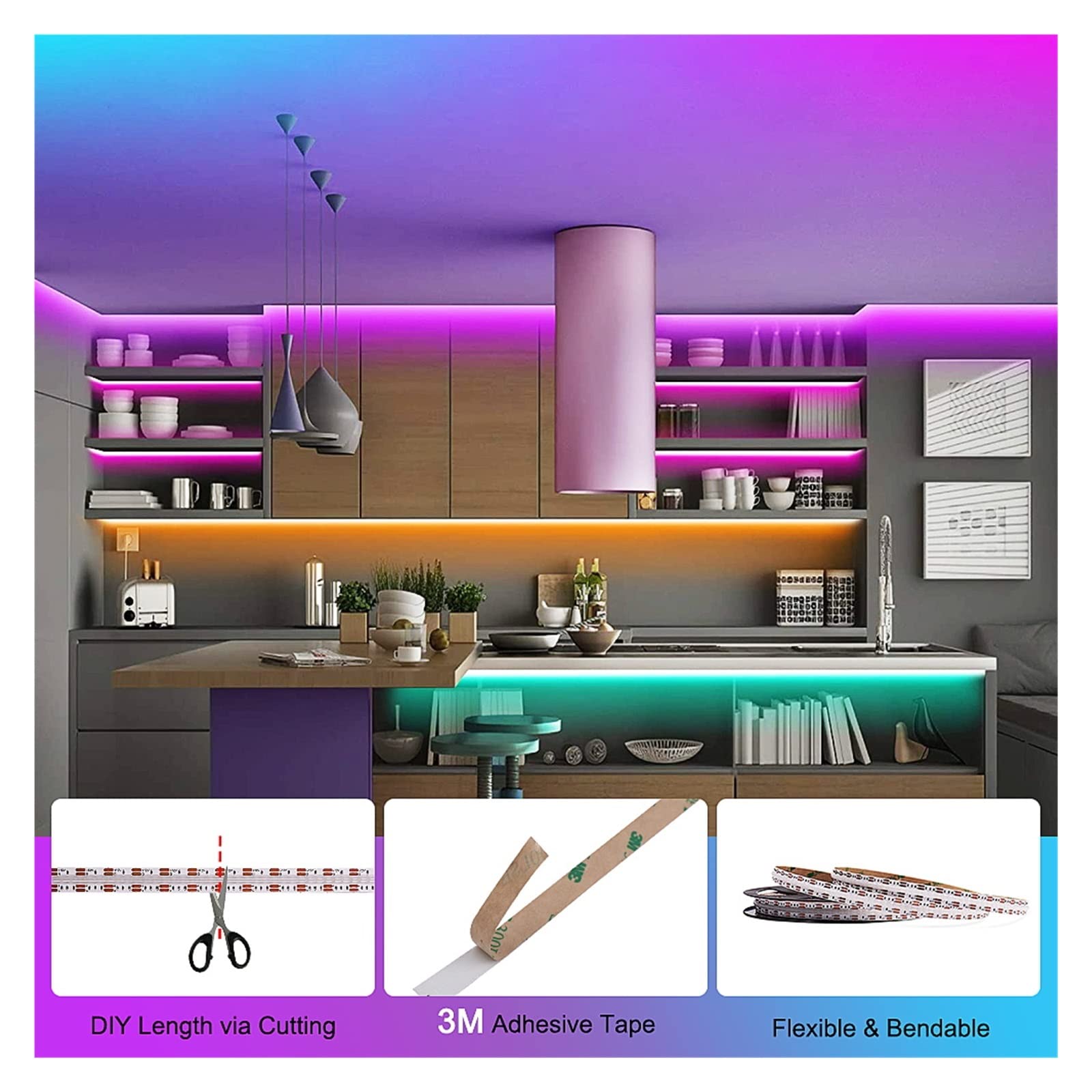 12 V 24 V RGBW RGB CCT COB taśma świetlna LED taśma 2700-6500K kolorowa elastyczna liniowa taśma świetlna LED taśma dekoracyjna taśma świetlna 1-5 m (576 diod RGB , 5M_DC 12V)