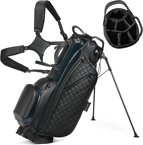 Bolsa de golf de piel sintética para hombres, divisores de longitud completa de 7 vías con forro de terciopelo, bolsa ligera impermeable con