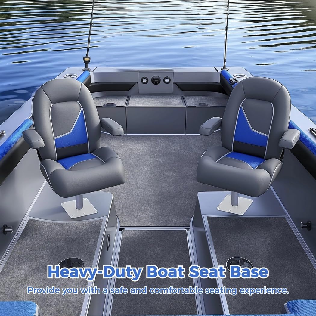 7 in by 7 in Boat Seat Pedestal, Boat Seat Base for 3/4 in Pin Post Socket, Marine Boat Seat Bracket of Heavy-Duty Aluminum Alloy, Cabin Seating Accessories of Corrosion-Resistant for Boat Seat Mount