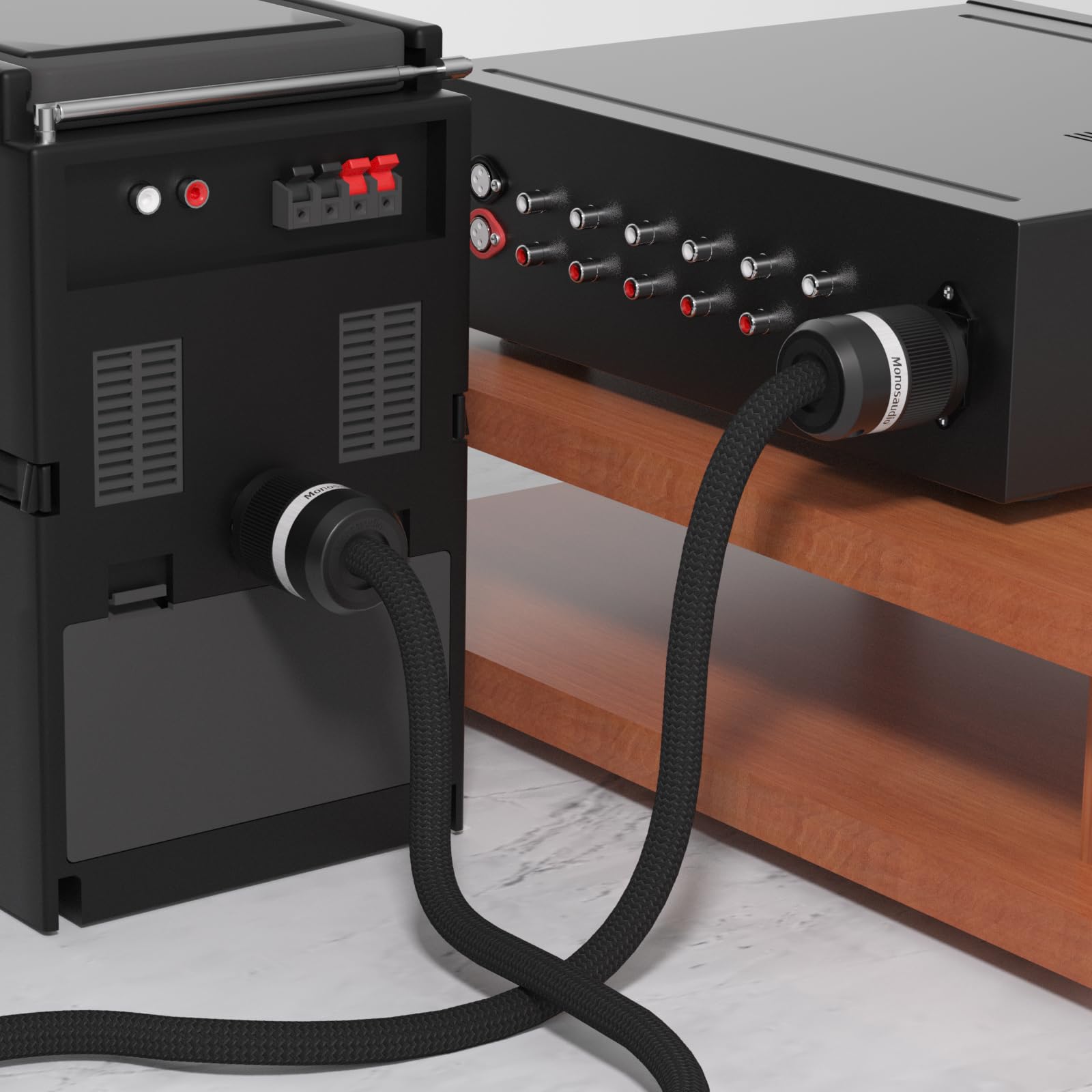 Monosaudio P903 HiFi High-End Netzkabel 2.5 Sq, audiophiles Stromkabel 2 m mit OCC Kupferabschirmung, C15-Kaltgerätekabel mit IEC und EU Schukostecker für DVD/Verstärker/Decoder/Subwoofer/AMP