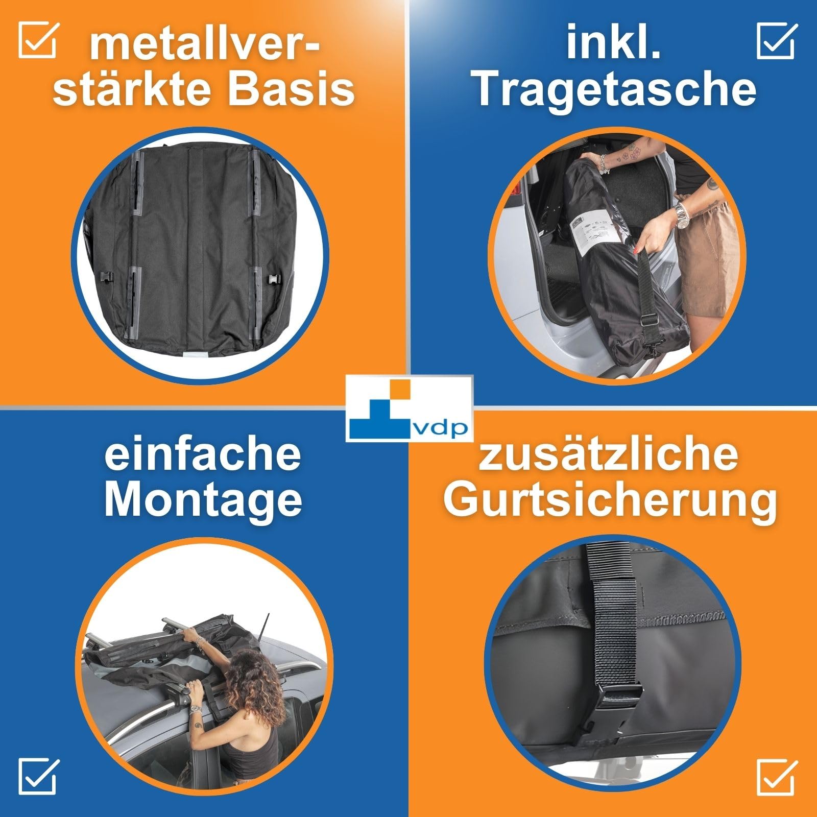 Sherpack Box da tetto per auto, pieghevole - borsa per tetto altamente stabile - baule da tetto idrorepellente 270 litri - borsa per portapacchi - Softbox con custodia - cinghie rinforzate