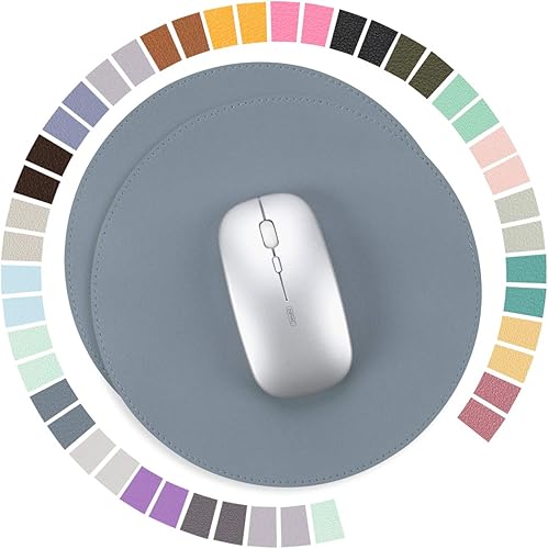 Miniatura 8 de YSAGi Paquete de 2 alfombrillas para mouse, ultra finas e impermeables, de piel de PVC, bordes cosidos, funciona para computadoras, portátiles, todo