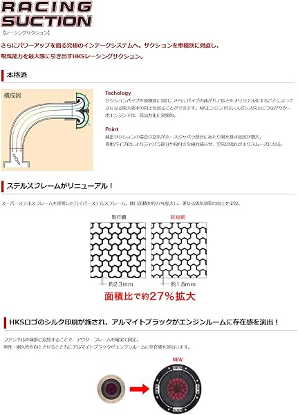 HKS 吸気系パーツ レーシングサクション(エアクリーナー) コペン LA- L880K JB-DET 02/06-12/08 70020-AD101 - 5