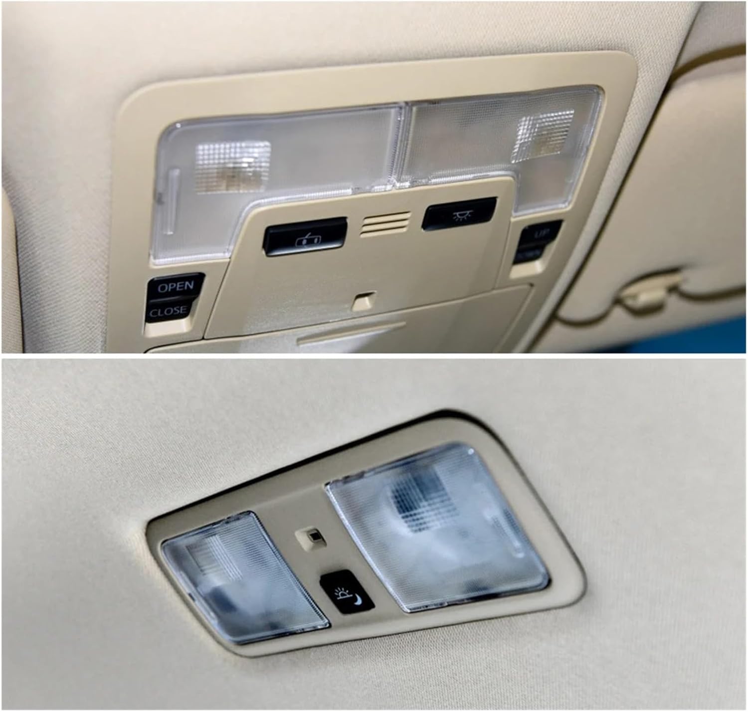 Car Plastic Front Rear Reading Light Switch Cover Bulb Row Shell Lampshade Cover Kit Compatible Gen 7 Camry 2012-2017(Color:1 Set)