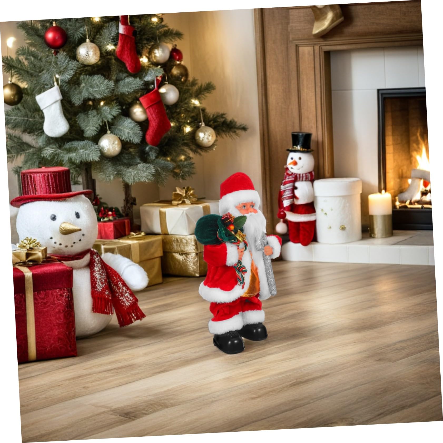 NOLITOY Juguete de Papá Noel Eléctrico Musical Adorno Navideño y Artículo para Fiestas Juguete de Papá Noel Decorativo para Infantiles y Decoraciones Festivas