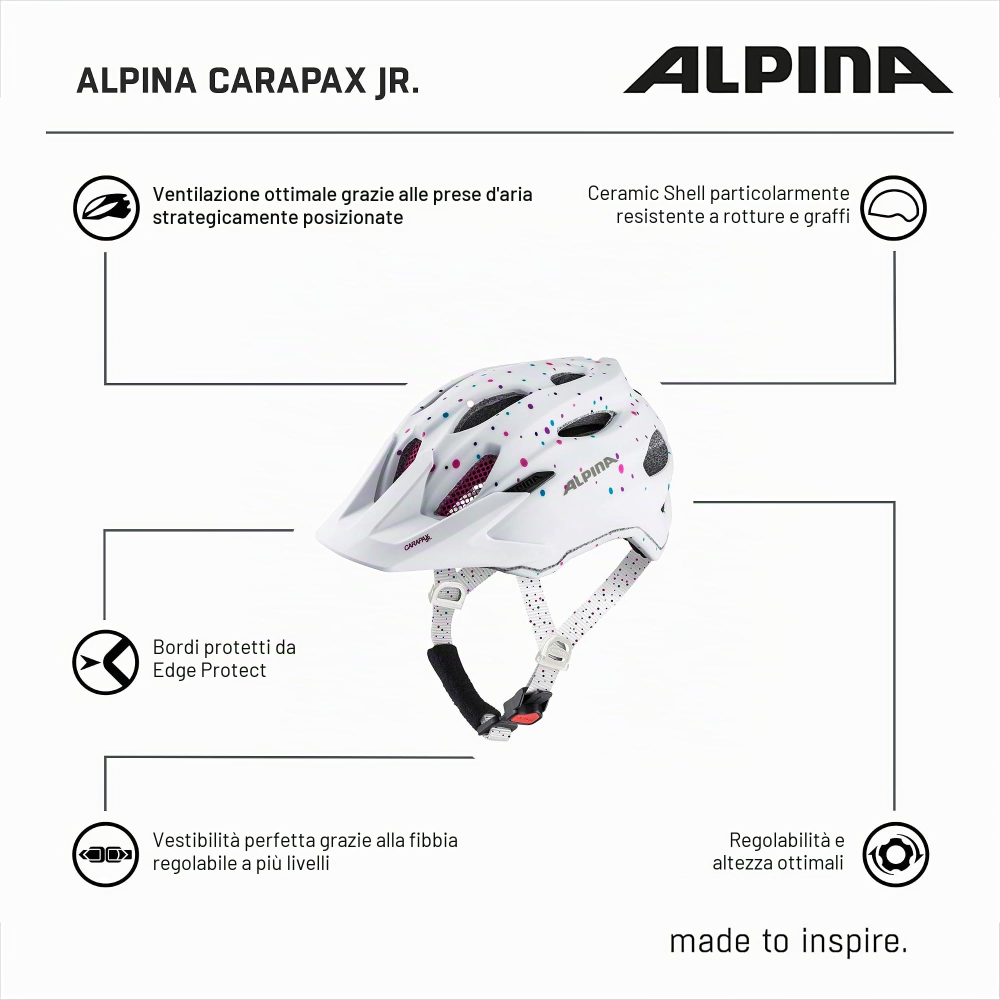 ALPINA Carapax JR, Caschi da Ciclismo Girls