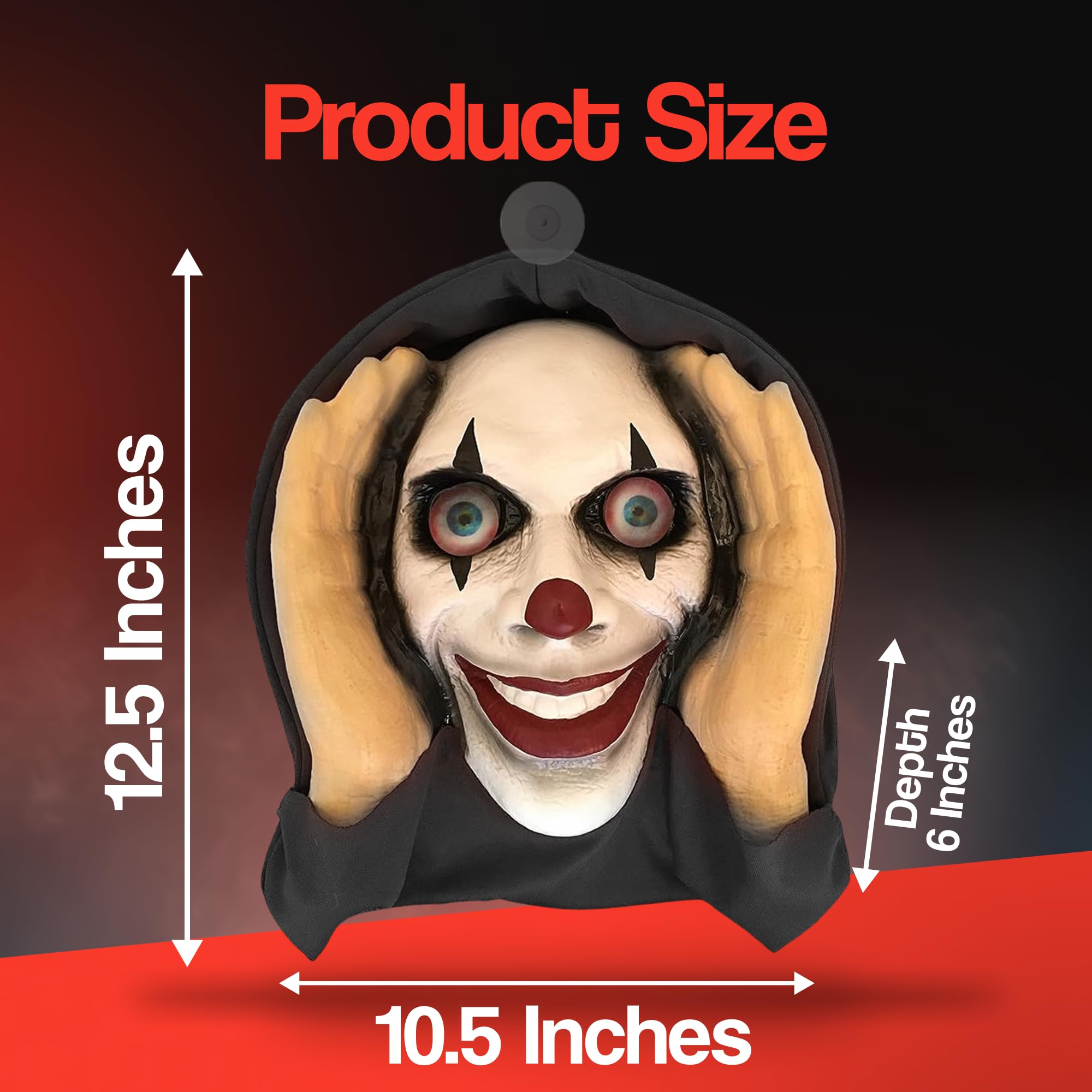 Scary Peeper Window Prank – Lenticular-Eyed Prop Scary Clown Mask Halloween Decoration for Indoor or Outdoor Decor, Creepy Prank Mask Prop for Peeping Tom Gag Gift, Scary Clown Decorations for Adults