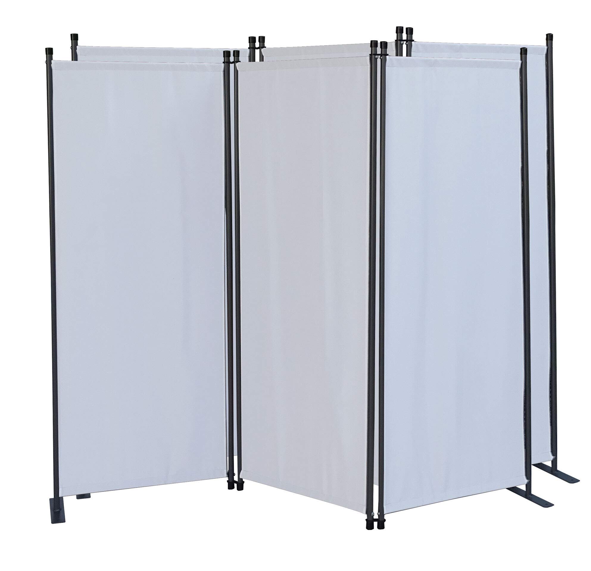 Quick Star 2 Piezas Paravent 170 x 165 cm Tejido Divisor de habitación Jardín 3-Partición Pared de separación Plegable Balcón Pantalla de privacidad Blanco