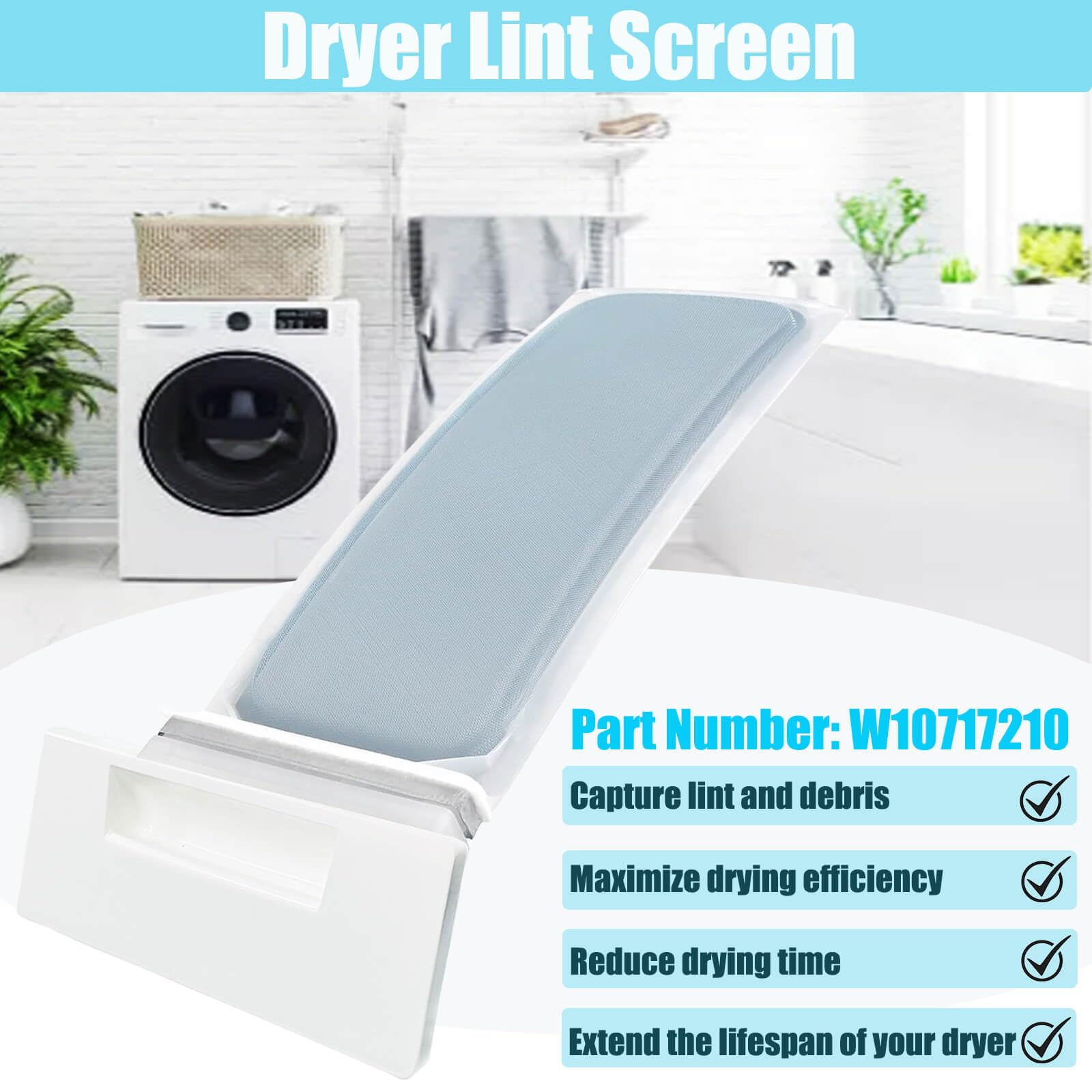Dryer Lint Screen Replacement - WPW10717210 Compatible With Whirlpool, Maytag, Kenmore & More (Upgraded Design) - View #2