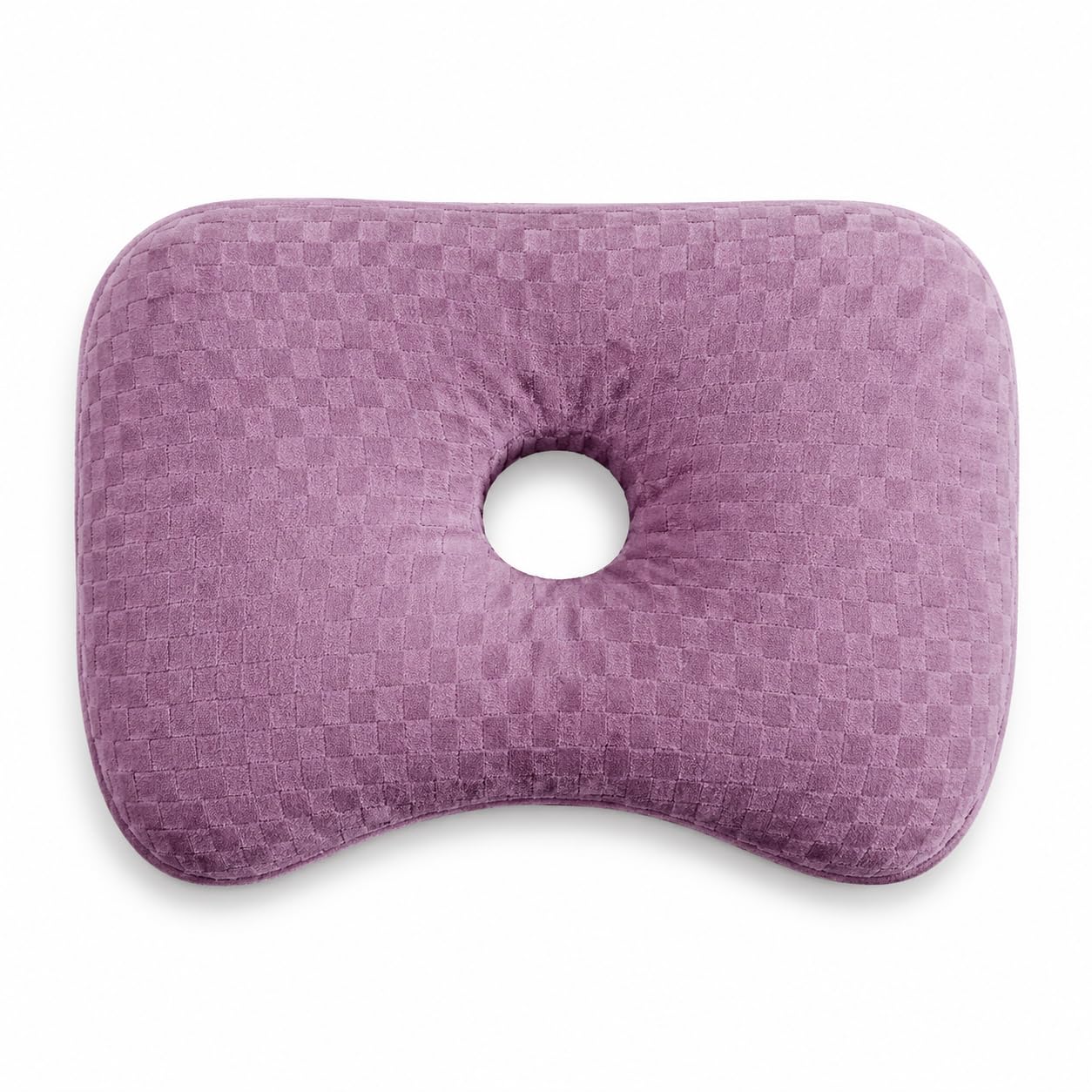 Gudessly 17 Inch Ear Piercing Pillow,Piercing Pillow with an Ear Hole for Ear Pain and Side Sleepers,Washable Velvet Fabric Side Sleeper Pillow (purple)