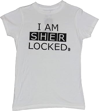 Sherlock BBC Girls Juniors T-Shirt - Letter I Am Sherlocked Logo Image Large White