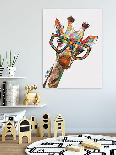 Miniatura 5 de ForJoy Arte de pared grande de jirafa pintura artística para habitación de los niños, dormitorio, sala de estar, cocina, habitación de bebé, baño,
