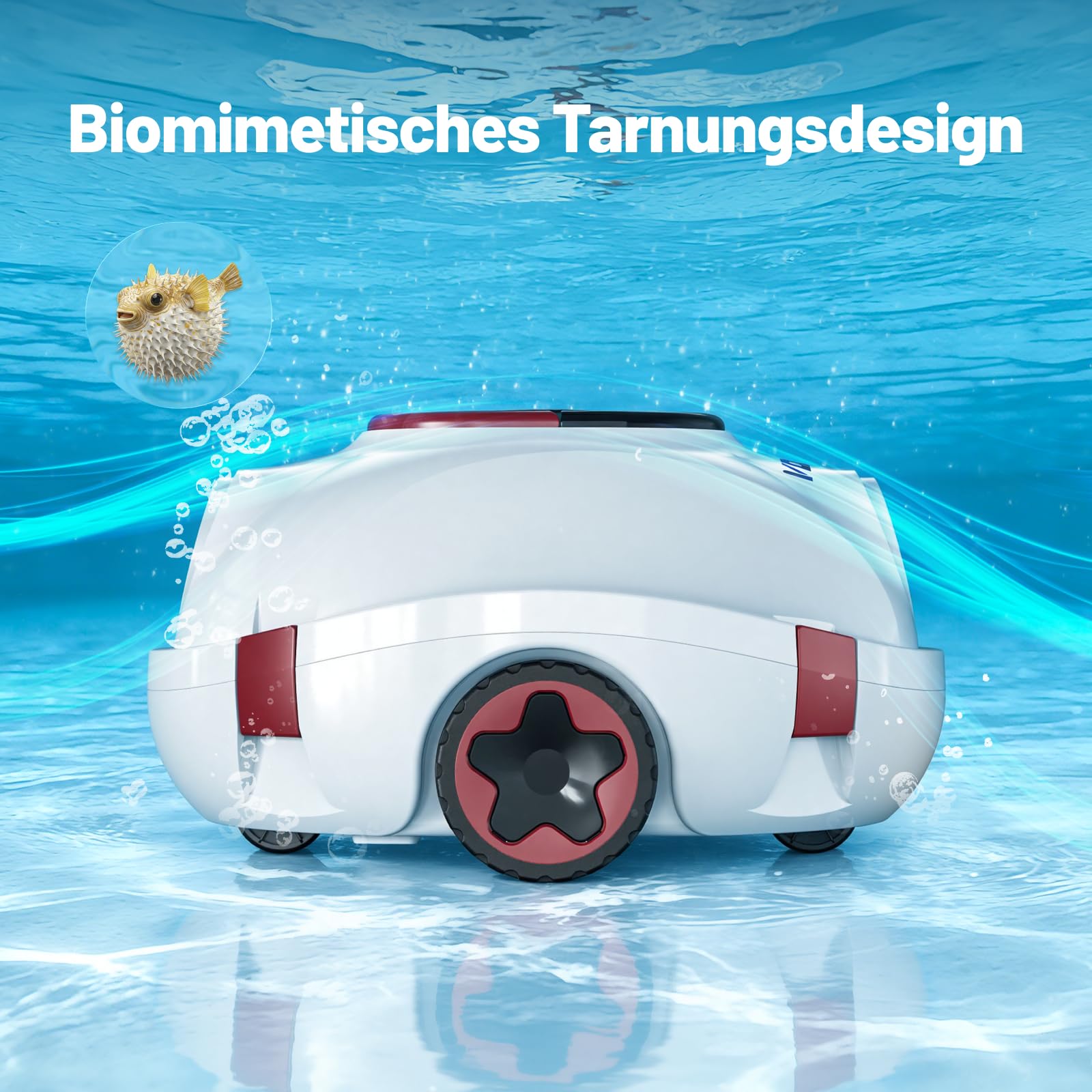 VONKO P10 Poolroboter, kabelloser Poolsauger mit Akku, 100 Min.Reinigungszeit mit Selbsteinparkfunktion, kompakter Poolreiniger Ideal für Flache Böden Pools bis zu 100㎡, Elfenbeinweiß