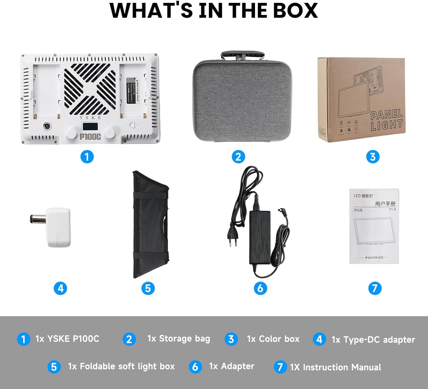 YSKE-100W RGB LED Photography Light & Panel Light, Professional Camera Light Video Light with Softbox Lighting Kit, Continuous Selfie Light for Podcast, YouTube, Video and Photography Lights.