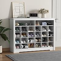 Gyfimoie 5-Tier Modern Shoe Rack with 26 Cubbies - Freestanding Entryway Storage Cabinet for 24 Pairs, Hallway & Bedroom, White