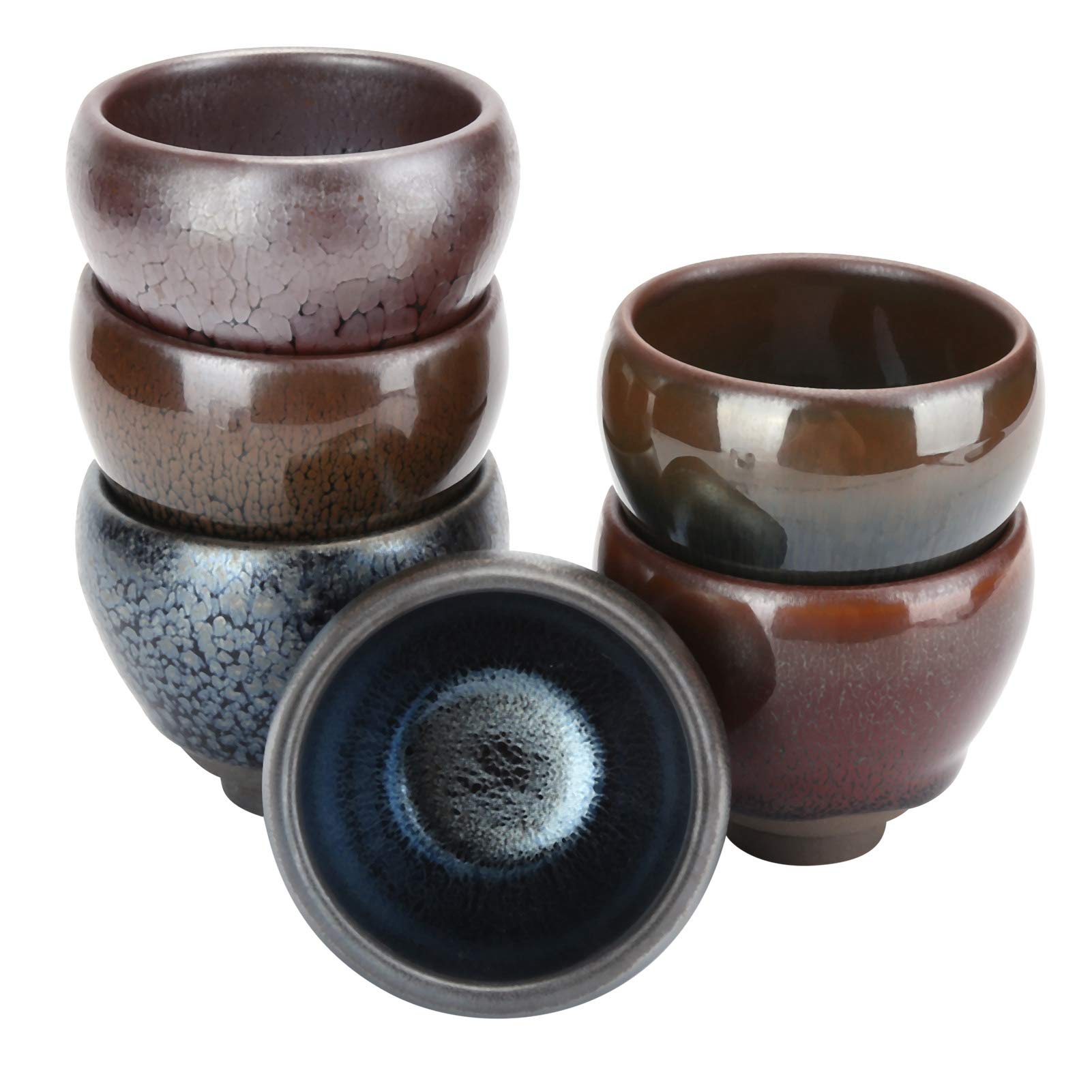 SEAFRONT Flambed Glazed Ceramic Tea Cups, 6 Szt (sześciokolorowy kubek)