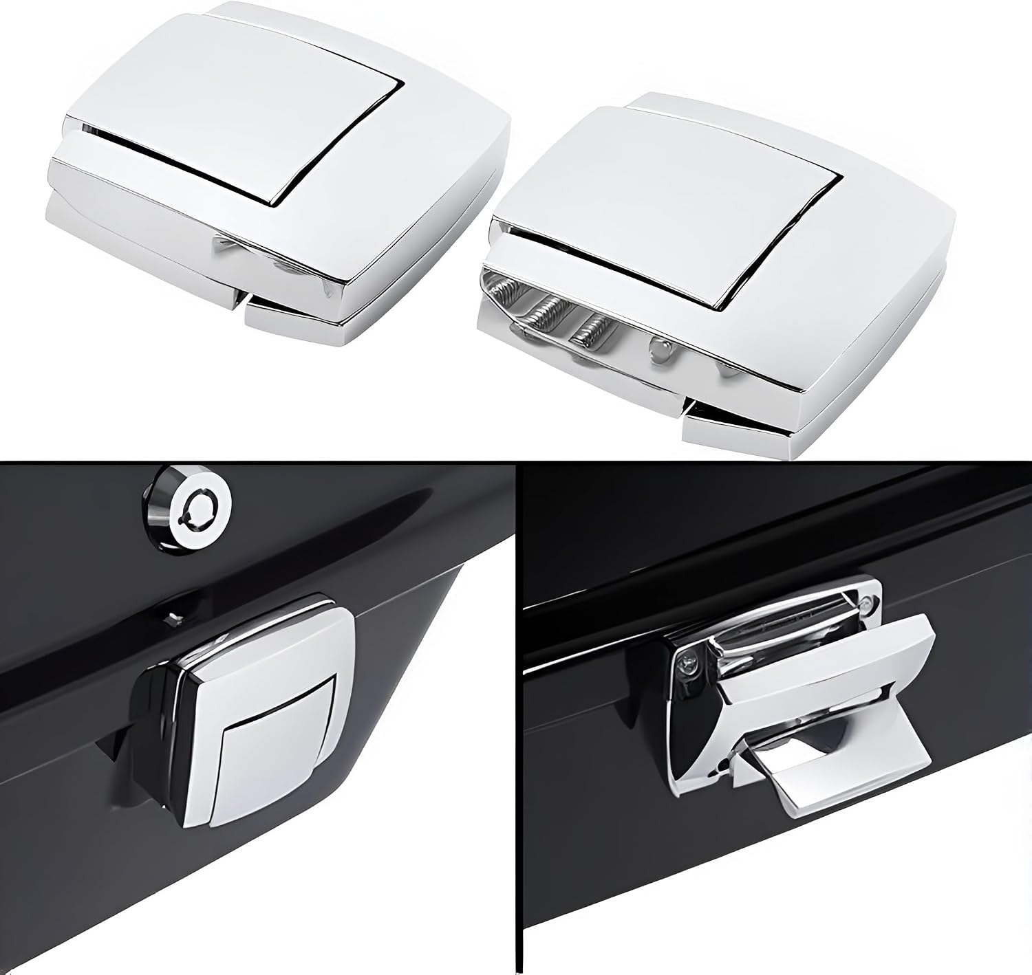 Tour Pack Trunk Lock & Keys with Latches, Spacers, Lid Catch, Chrome image 3