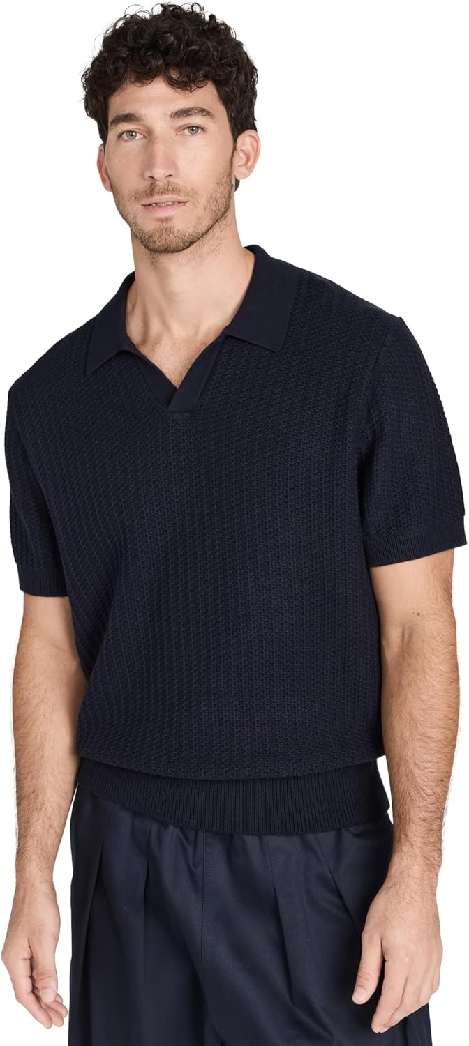 Vince Men's Crafted Rib Johnny Collar Polo Shirt