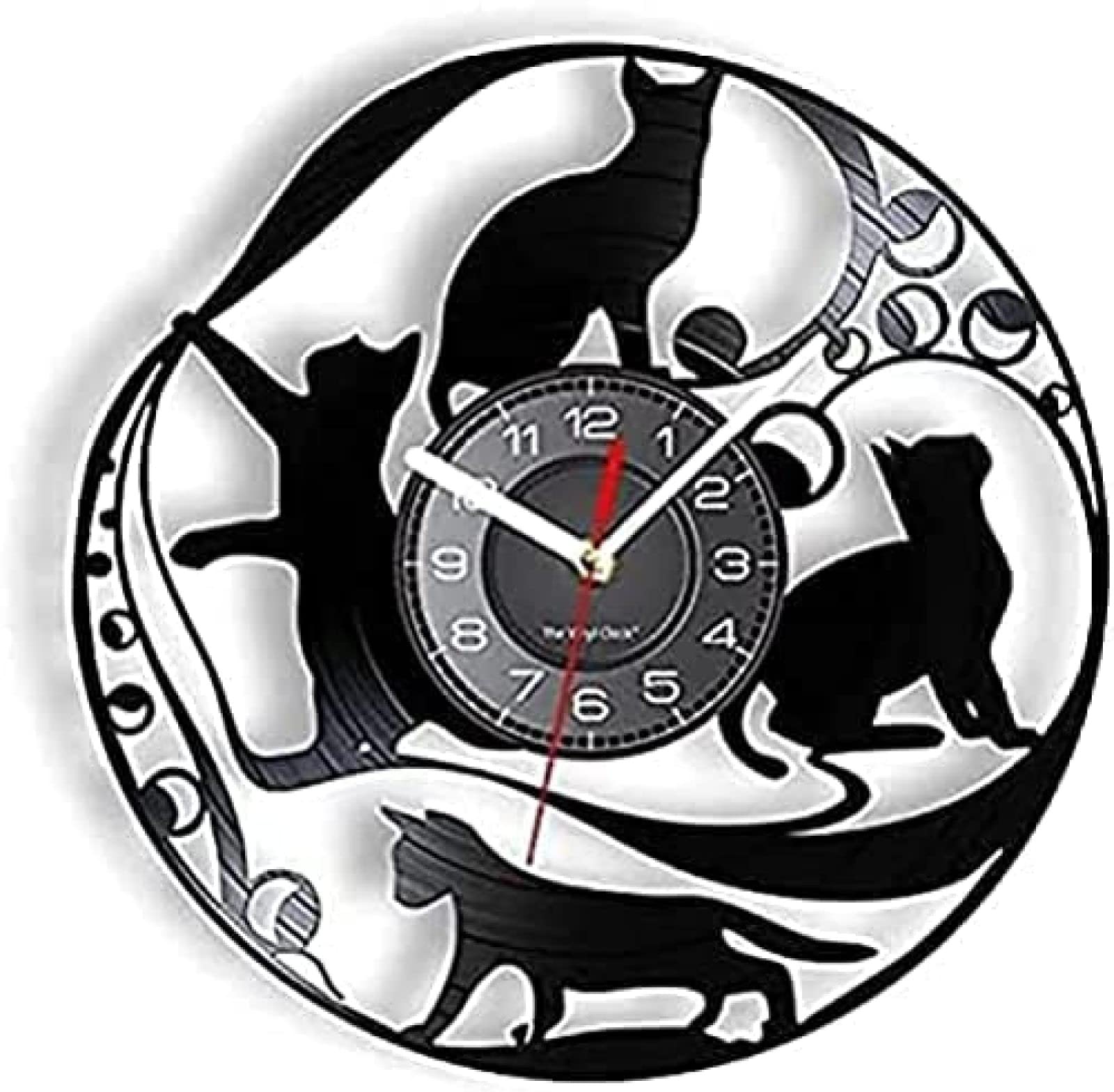 Horloge murale chat en vinyle rétro : le cadeau décoratif parfait pour les passionnés
