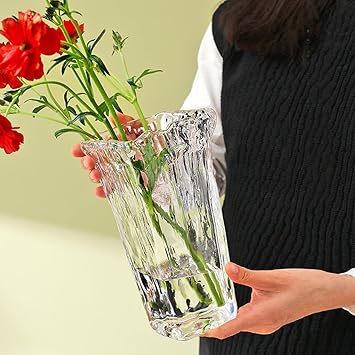 Amazon Co Jp ガラス 花瓶 クリヤ 広口 花器 花瓶 ガラス 花瓶 おしゃれ 大 花瓶北欧 花瓶 フラワーベース 花器 バスケット 花瓶 ガーデン ガラス グラデーション 現代 シンプル 透明 広口 け花 エレガント インテリア ホーム キッチン