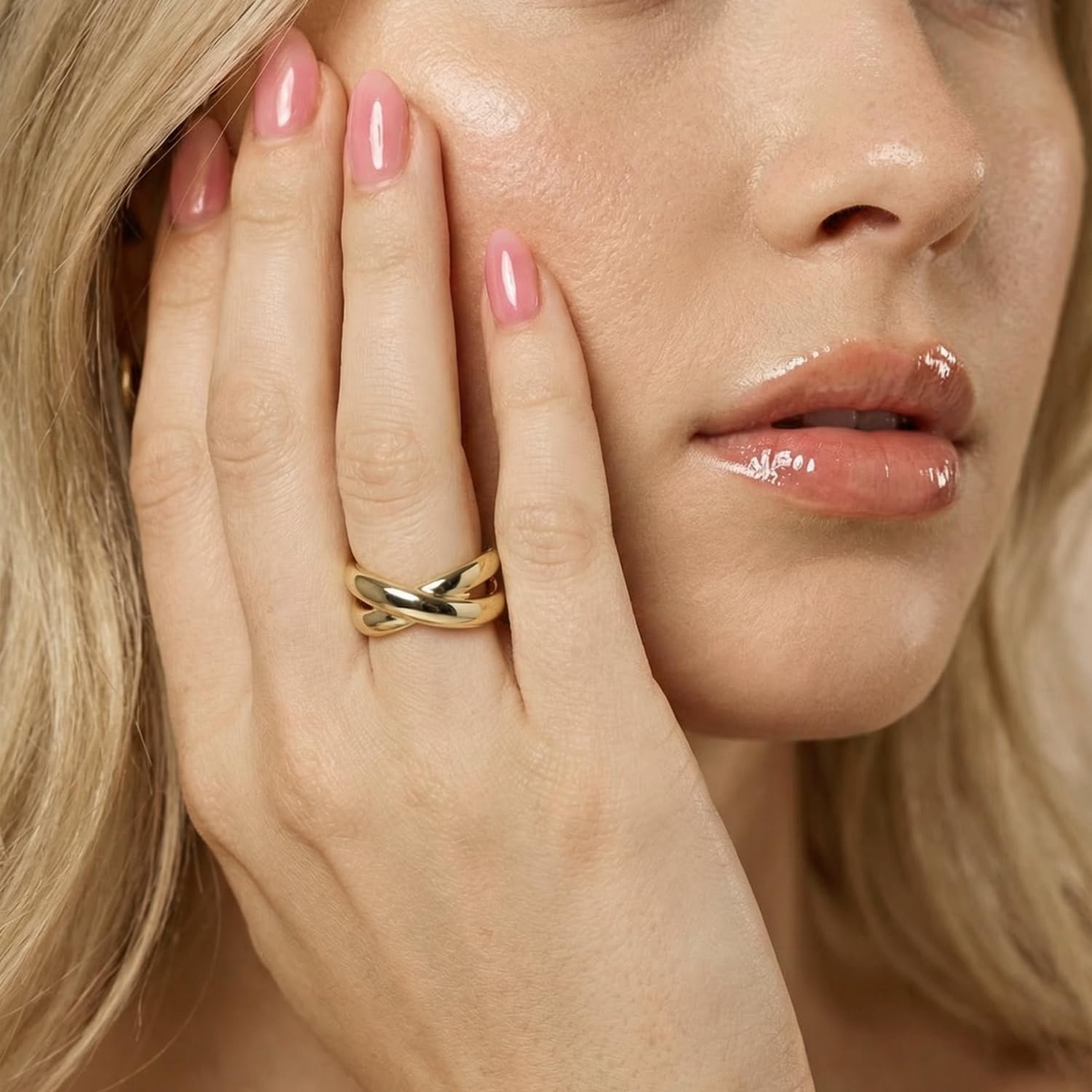 Statement Ring for Women, 14K Gold Plated 925 Sterling Silver - Elegant Intertwined Band, Chunky Ring for Her Jewerly - Image 5