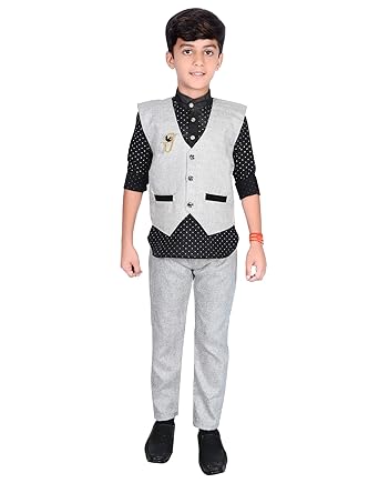 Ahhaaaa Kids Ethnic Waistcoat Kurta and Pant Set For Boys 163NEW
