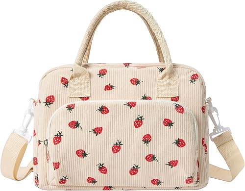 Miniatura 9 de MAMONA Bolsa de almuerzo para mujeres y hombres, de gran capacidad, reutilizable, de pana, aislada, bolsas de mano para oficina, picnic A