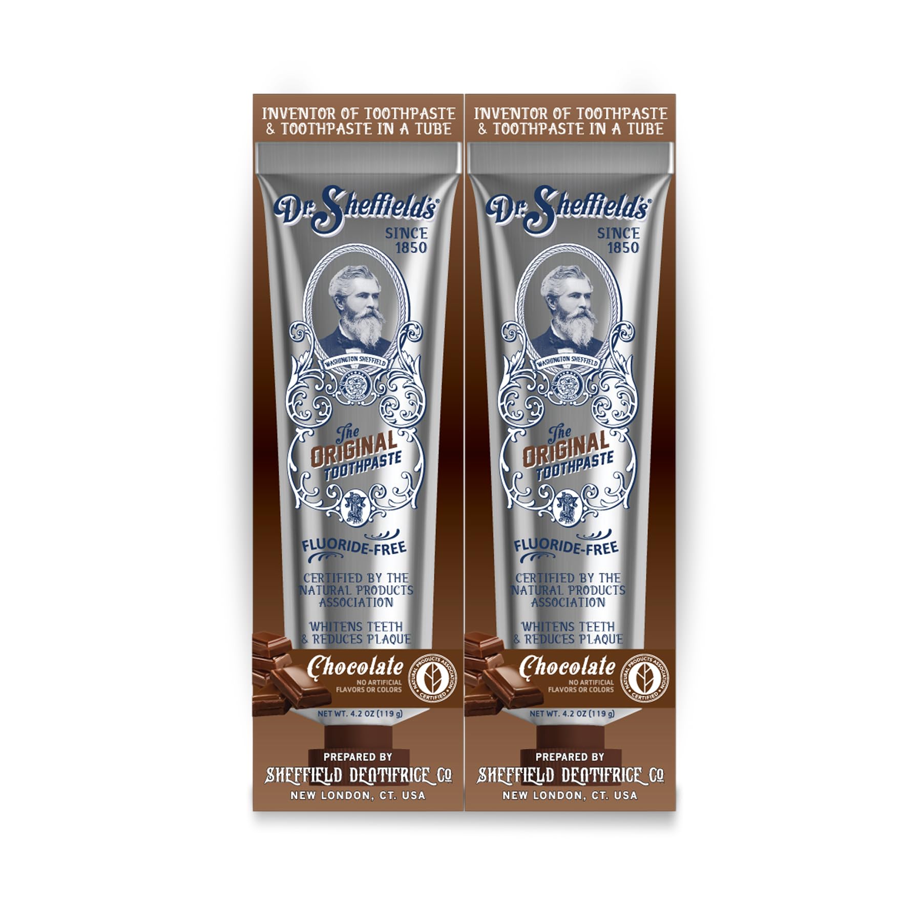 Dr. Sheffield's Fluoride Free, No SLS Toothpaste, Chocolate Flavor, 2-Pack