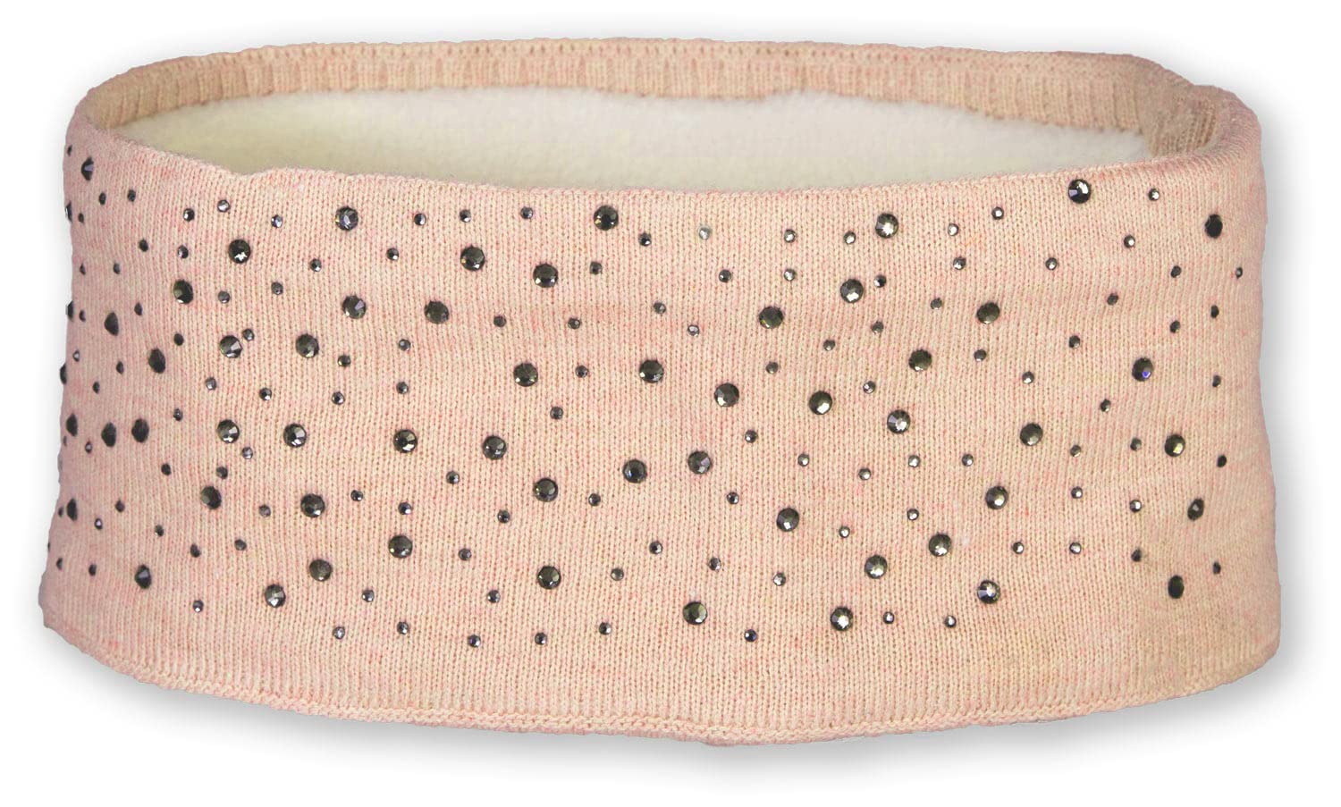 styleBREAKER Women's Headband with Rhinestones and Soft Fleece Lining, Fine Knit Hairband, Warm Headband 04026003, Colour:Old Rose