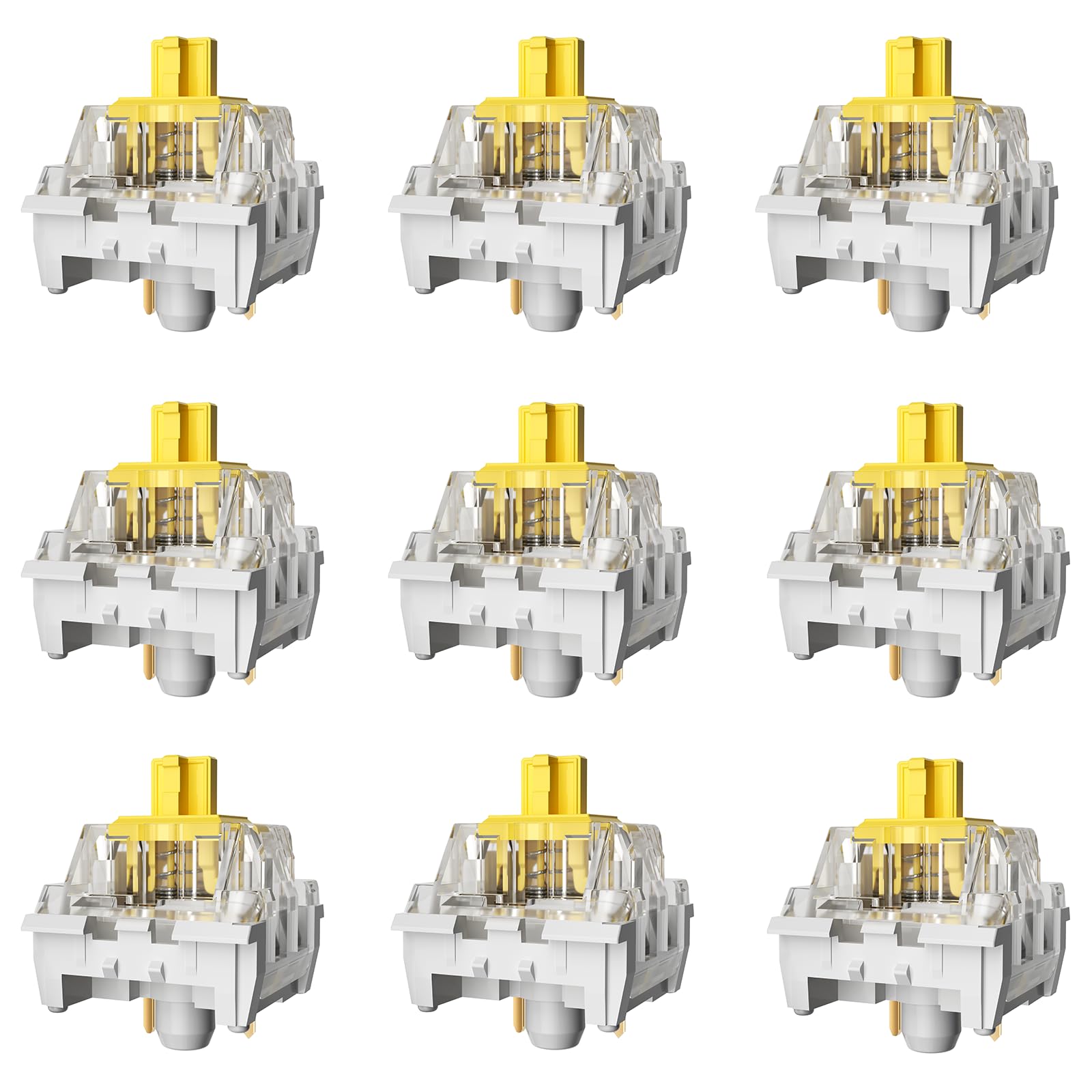 Zhouwang Yellow Keyboard Switches,3-Pin Pre-Lubed Linear Switches for MX Mechanical Gaming Keyboard(Yellow,90PCS)