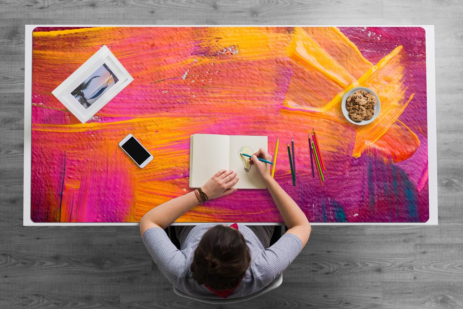 Sottomano da Scrivania 120x60 cm Facile da Pulire Antiscivolo Impermeabile per Ufficio e Casa in Vinile PVC Protezione e Decorazione Superficie Protettiva - Dipingere su tela
