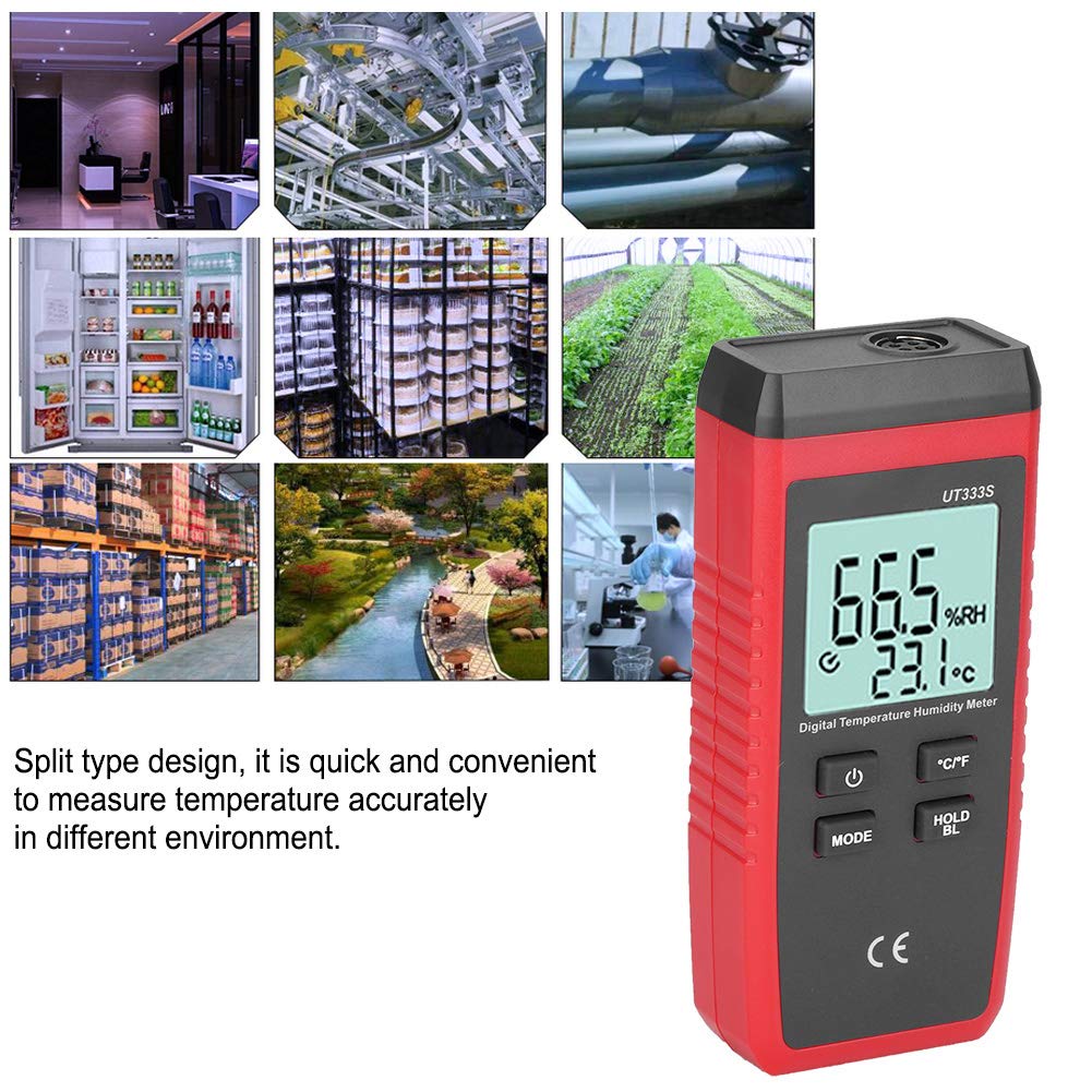 Higrómetro de termómetro digital, medidor de temperatura de psicrómetro mini LCD UT333S, monitor de temperatura de humedad de alta precisión, para laboratorio, industrial, prueba de ingeniería, etc.