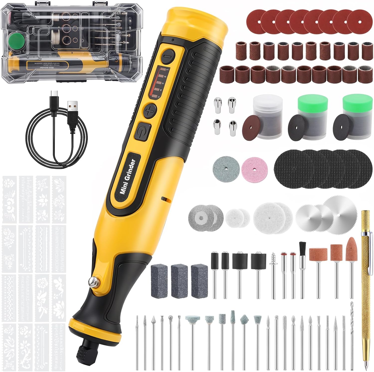 7.2V Cordless Rotary Tool Kit, 28000RPM 5-Speed Rotary Tool with 170 Accessories & Rechargeable Battery & LED Lights for DIY Crafts Sanding Polishing Engraving